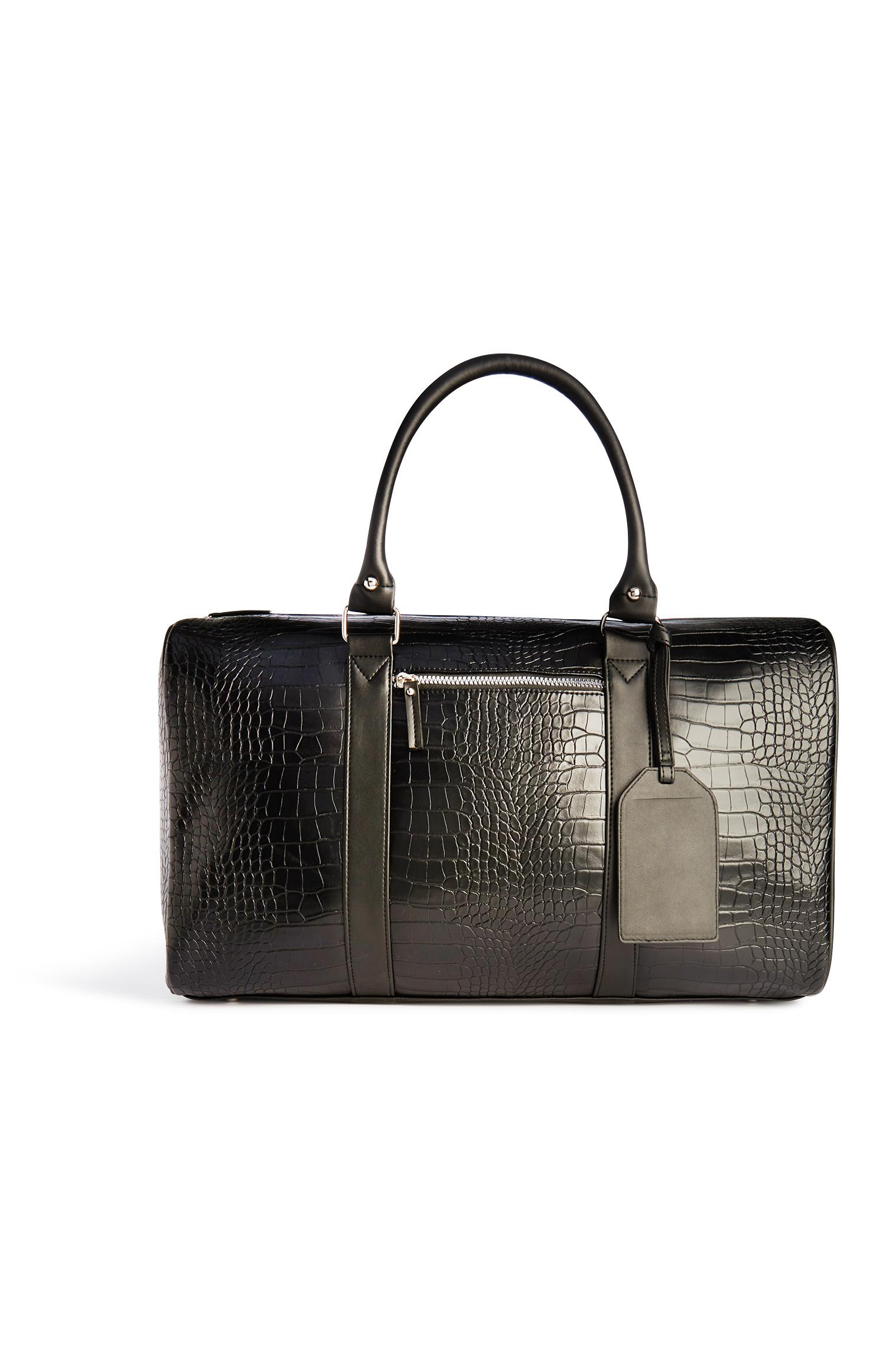 Zwarte weekendtas met slangenprint