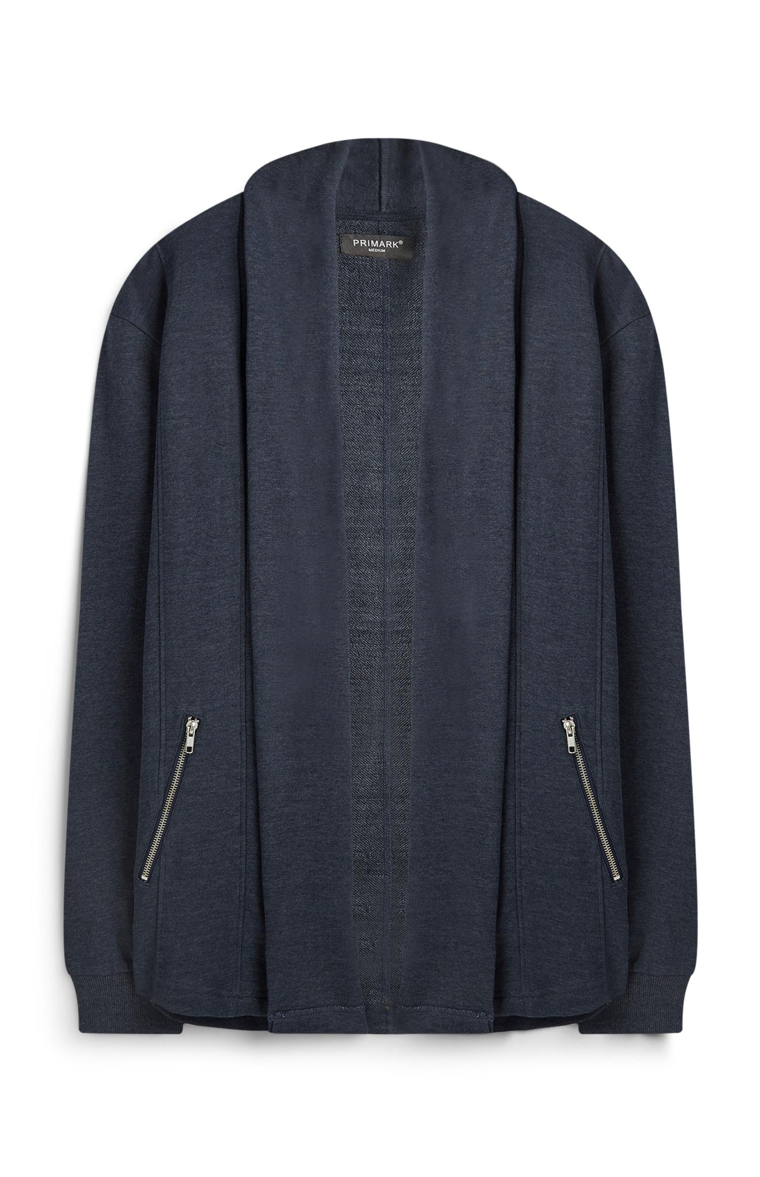 Blauer Cardigan mit Reißverschlusstaschen