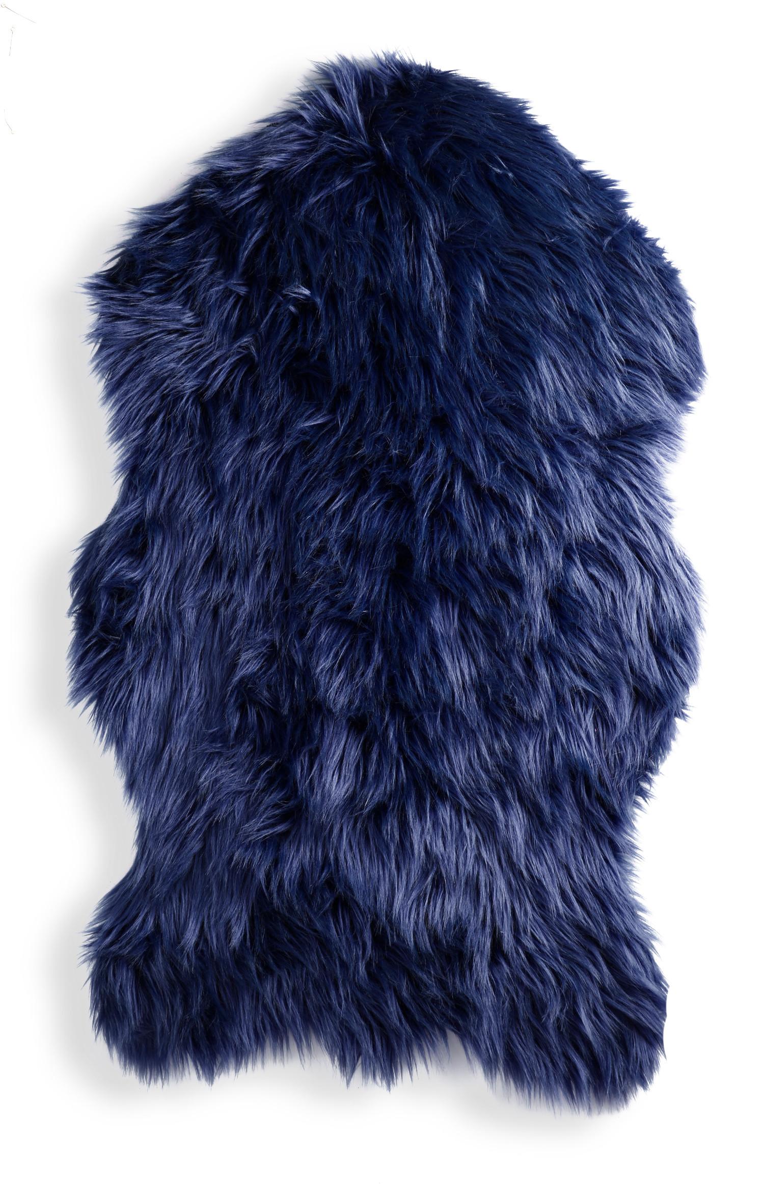 Plaid pelle di pecora sintetica blu