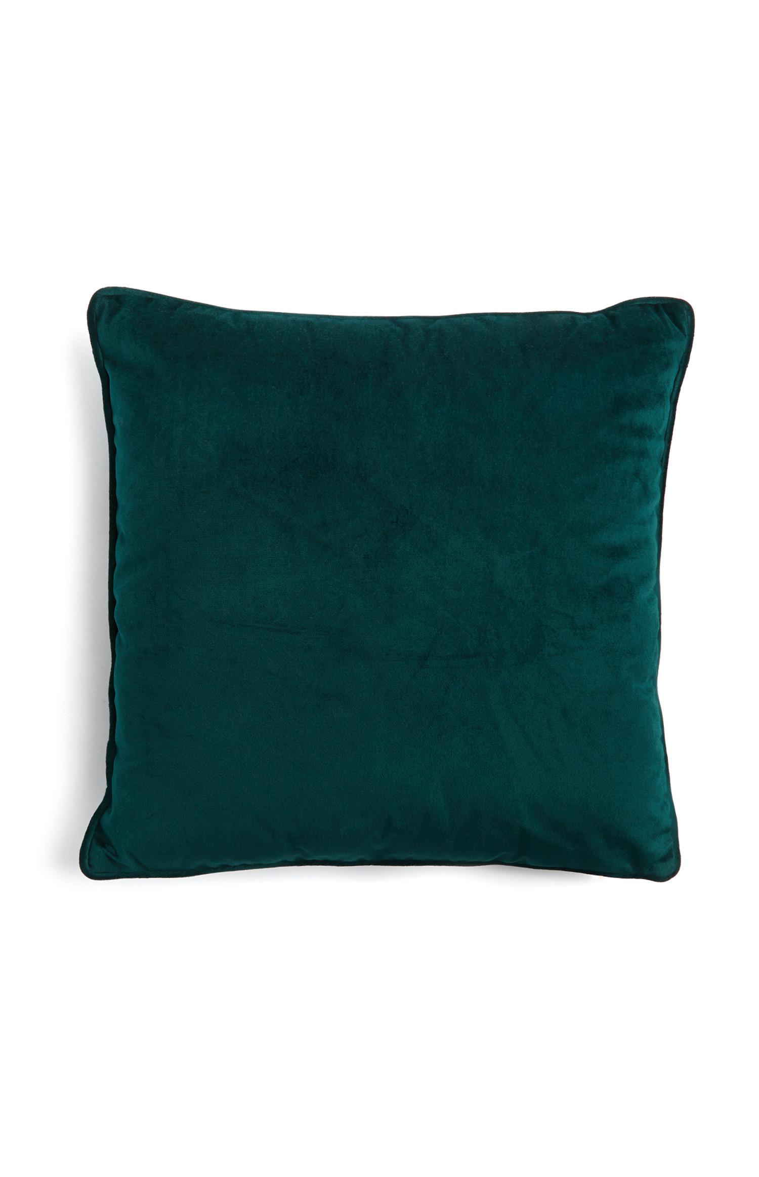 Cuscino quadrato in velluto verde con profilo