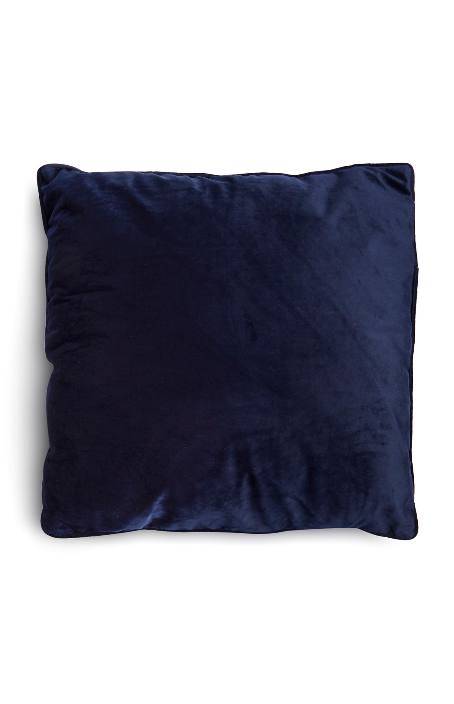 Cuscino quadrato in velluto blu con profilo