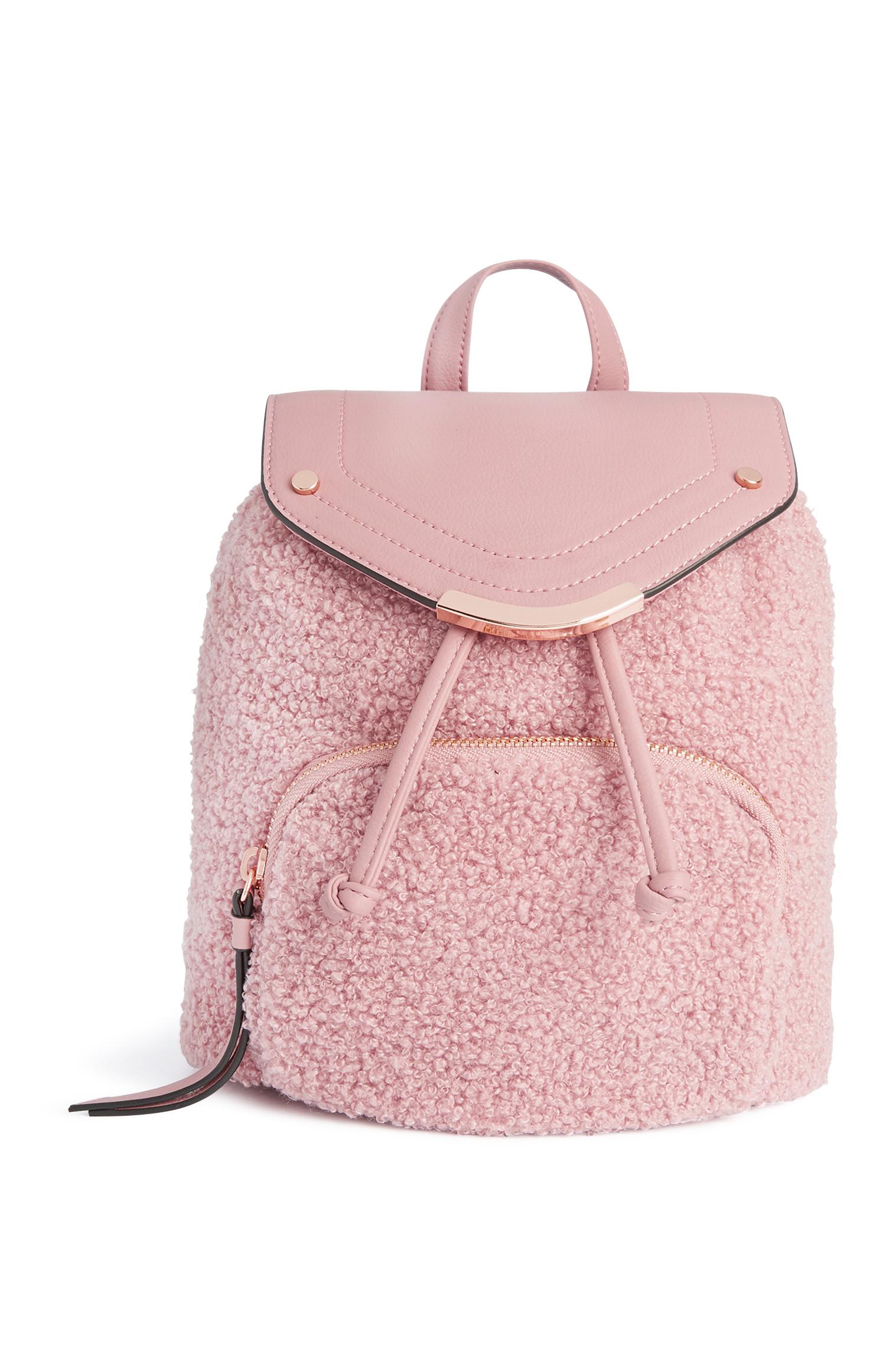 Roze pluizige rugzak