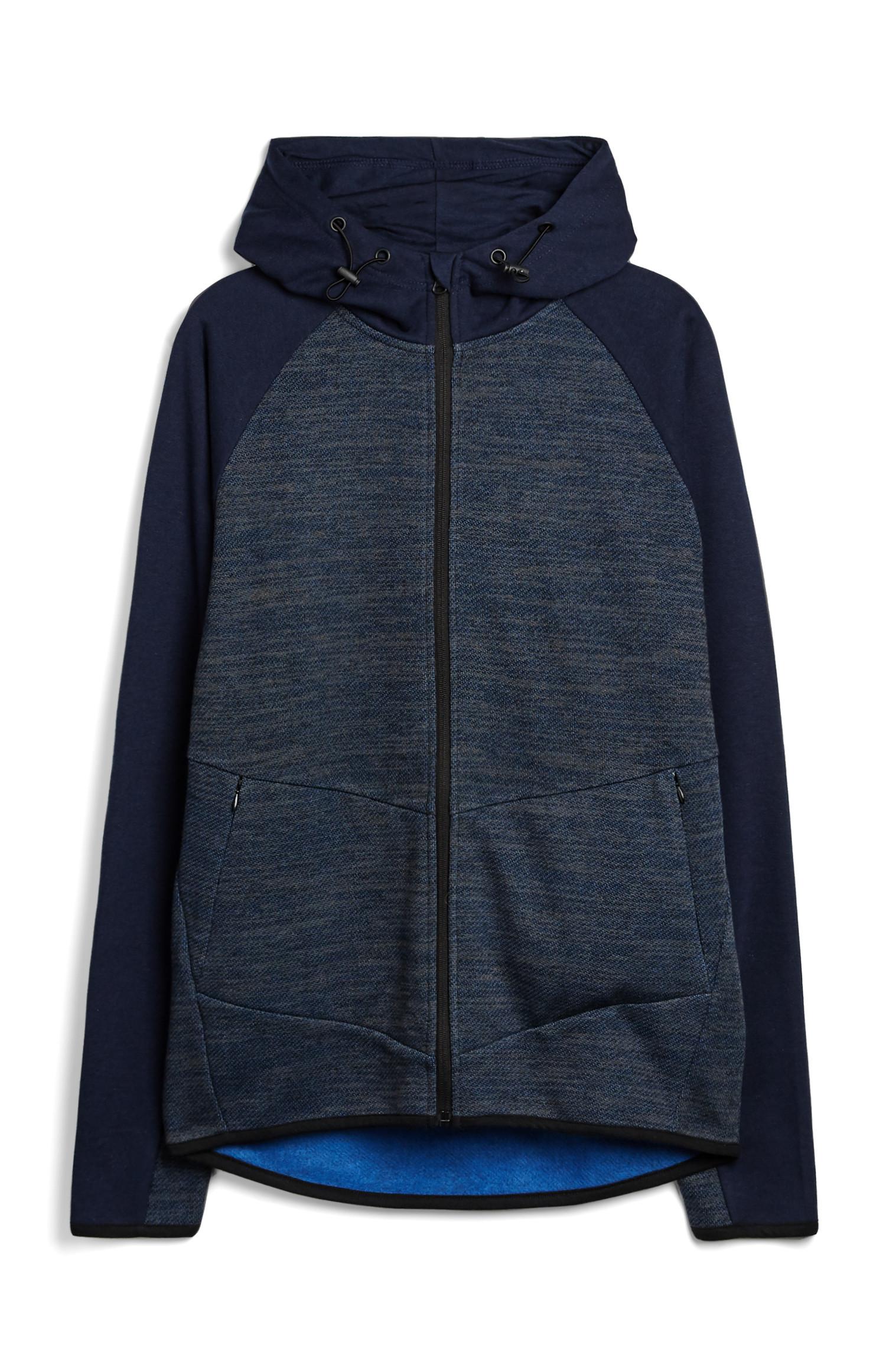 Marineblaue strukturierte Kapuzenjacke