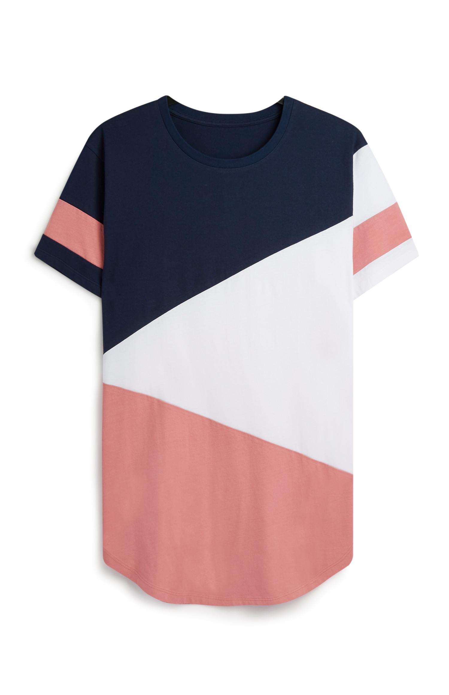  T-Shirt in diagonalen Blockfarben