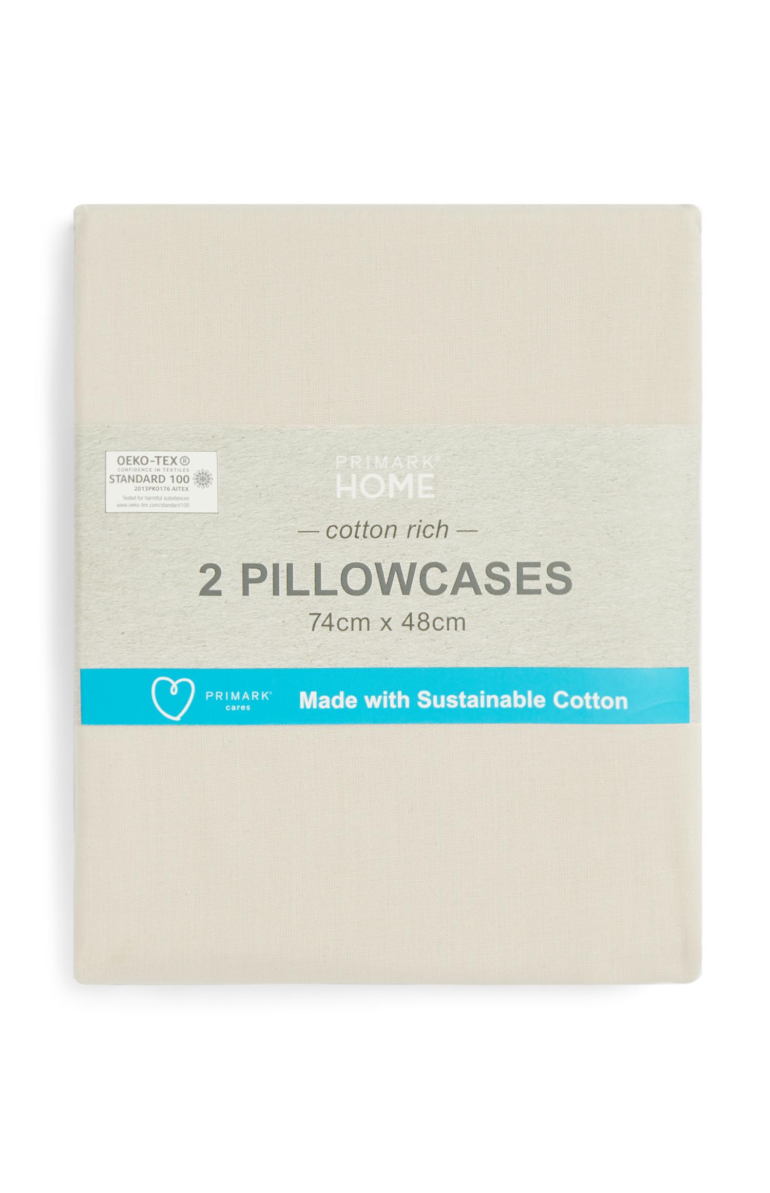 2 federe color panna in cotone sostenibile