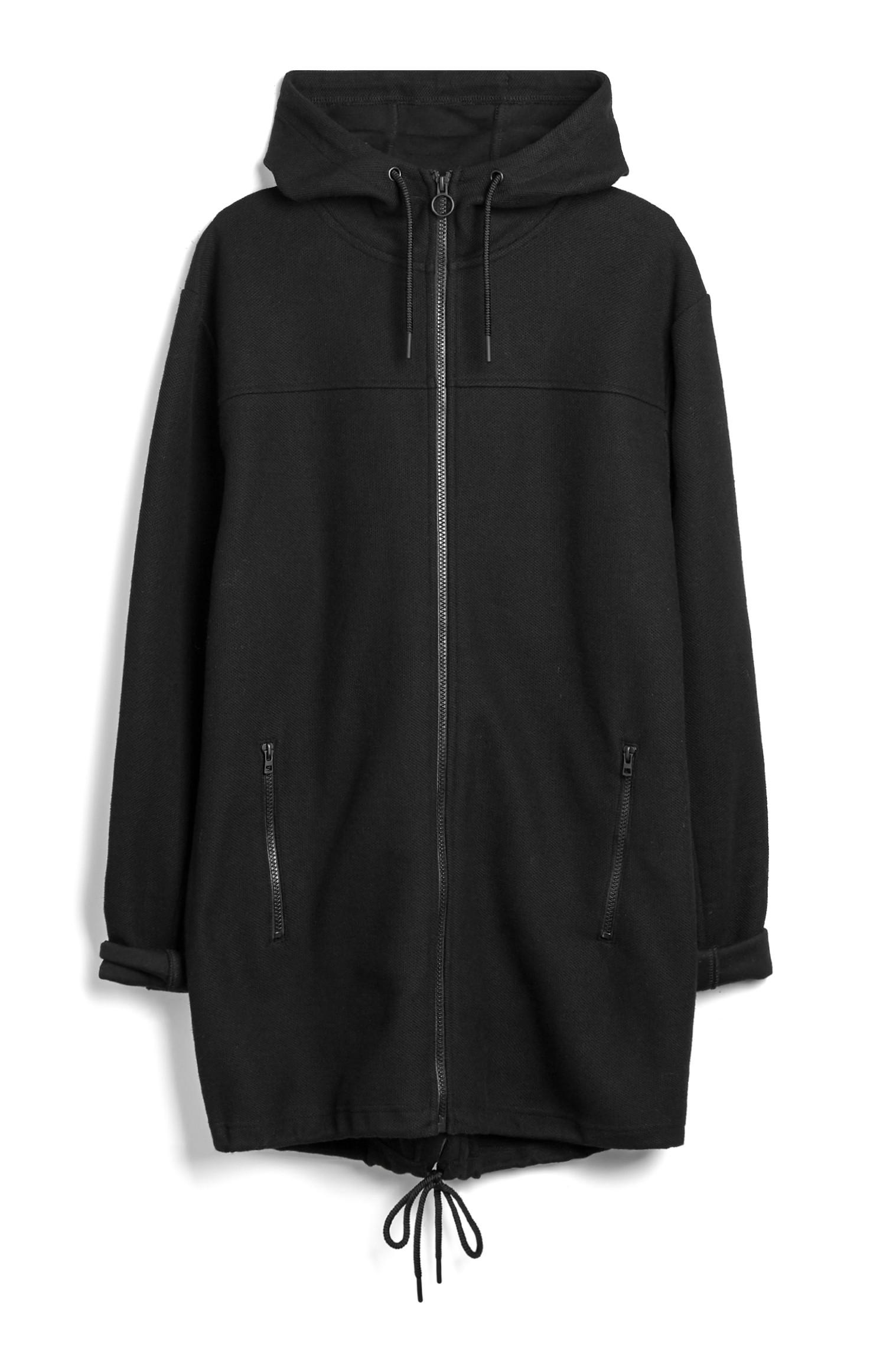 Schwarzer langer Parka mit Schwalbenschwanz