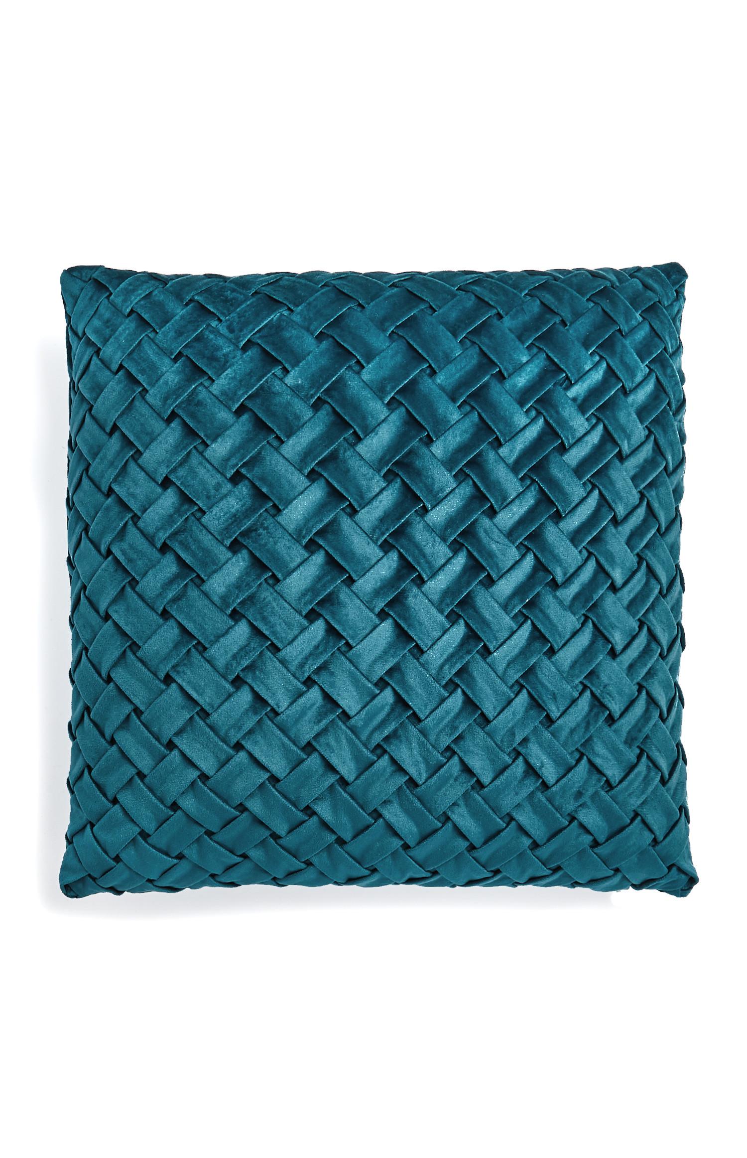 Cuscino ottanio in velluto intrecciato