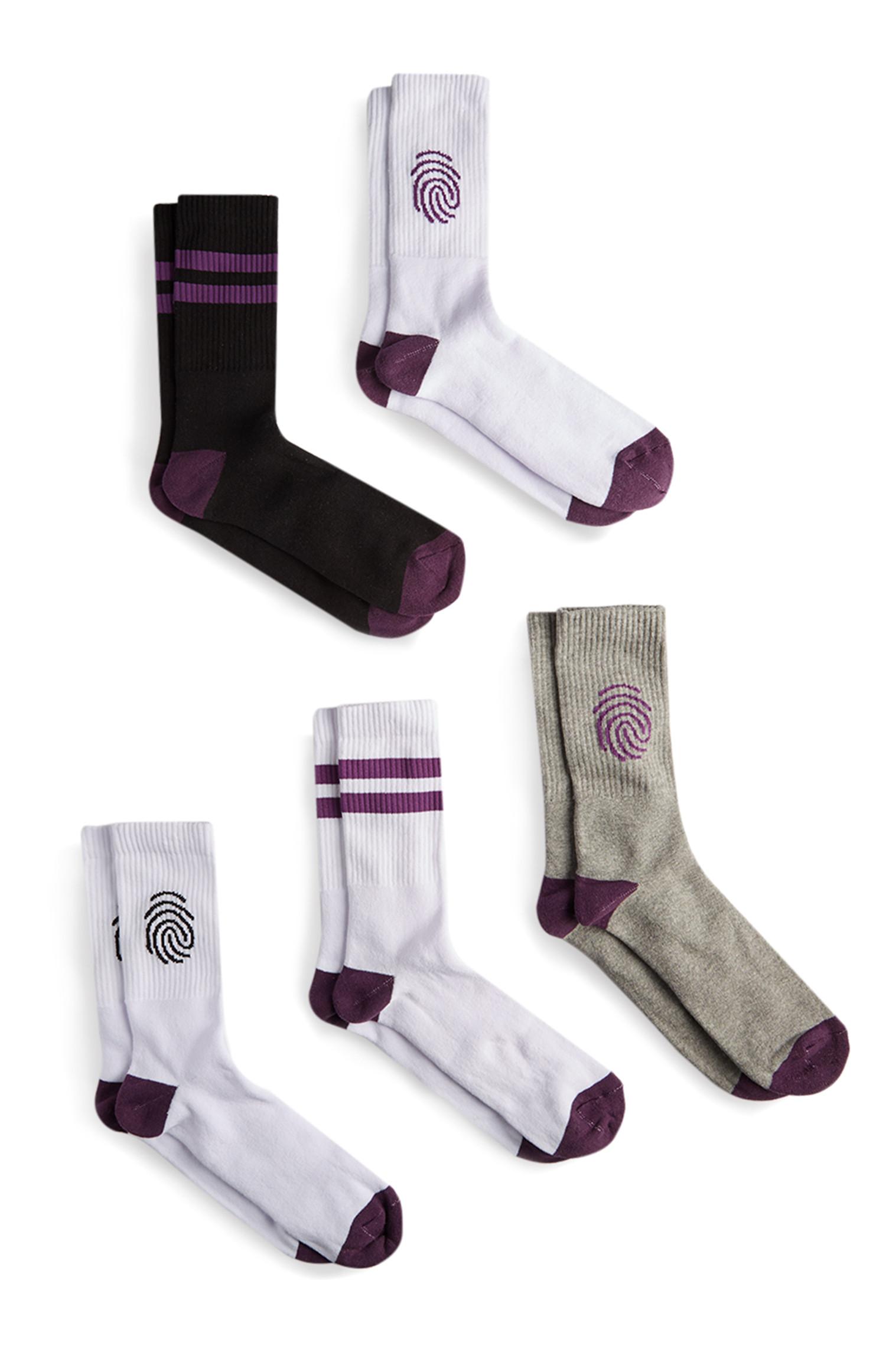 Sportsocken mit Finger-Print, 5er-Pack
