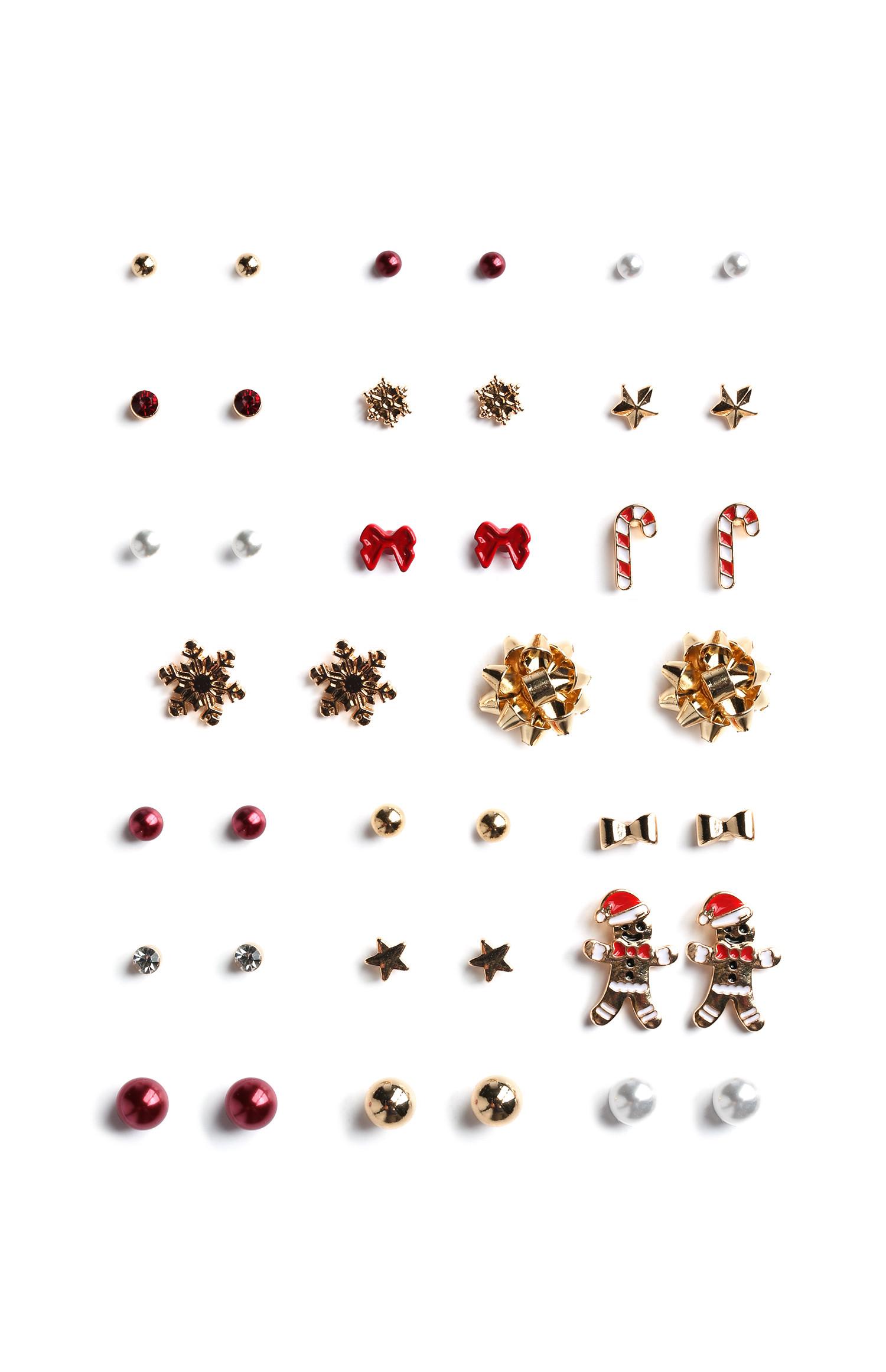 20 paia di orecchini natalizi a bottone