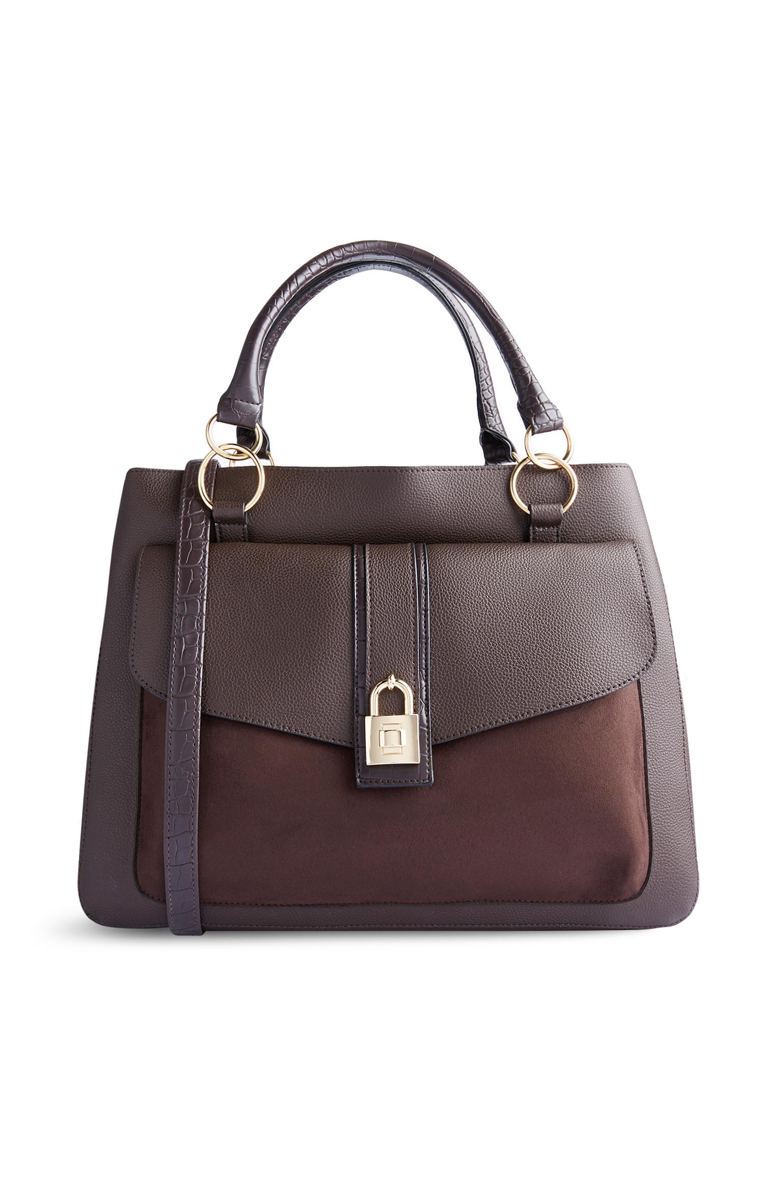 Bruine schoudertas met hangslot