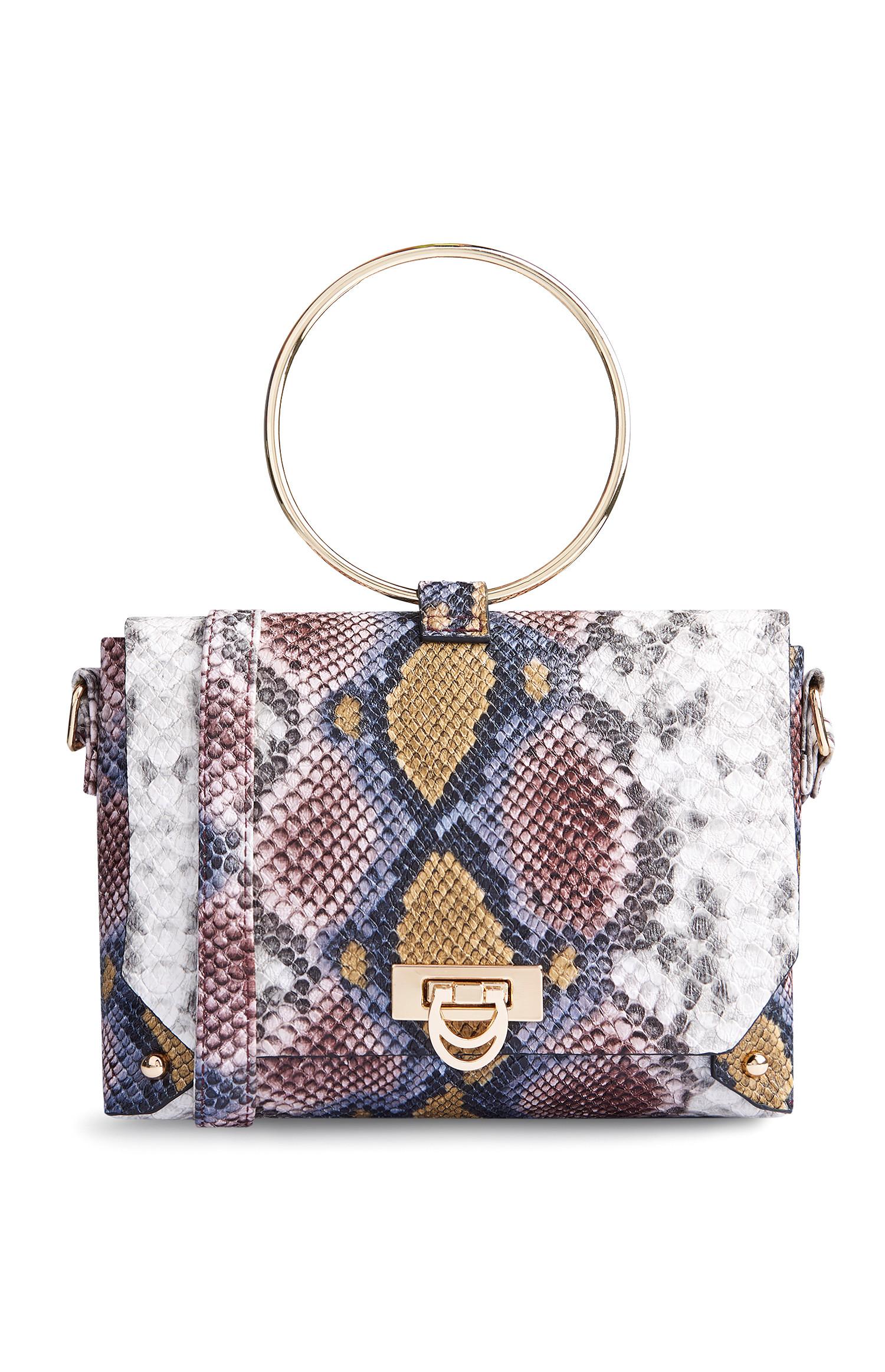 Damestas met ringhandvat en slangenprint