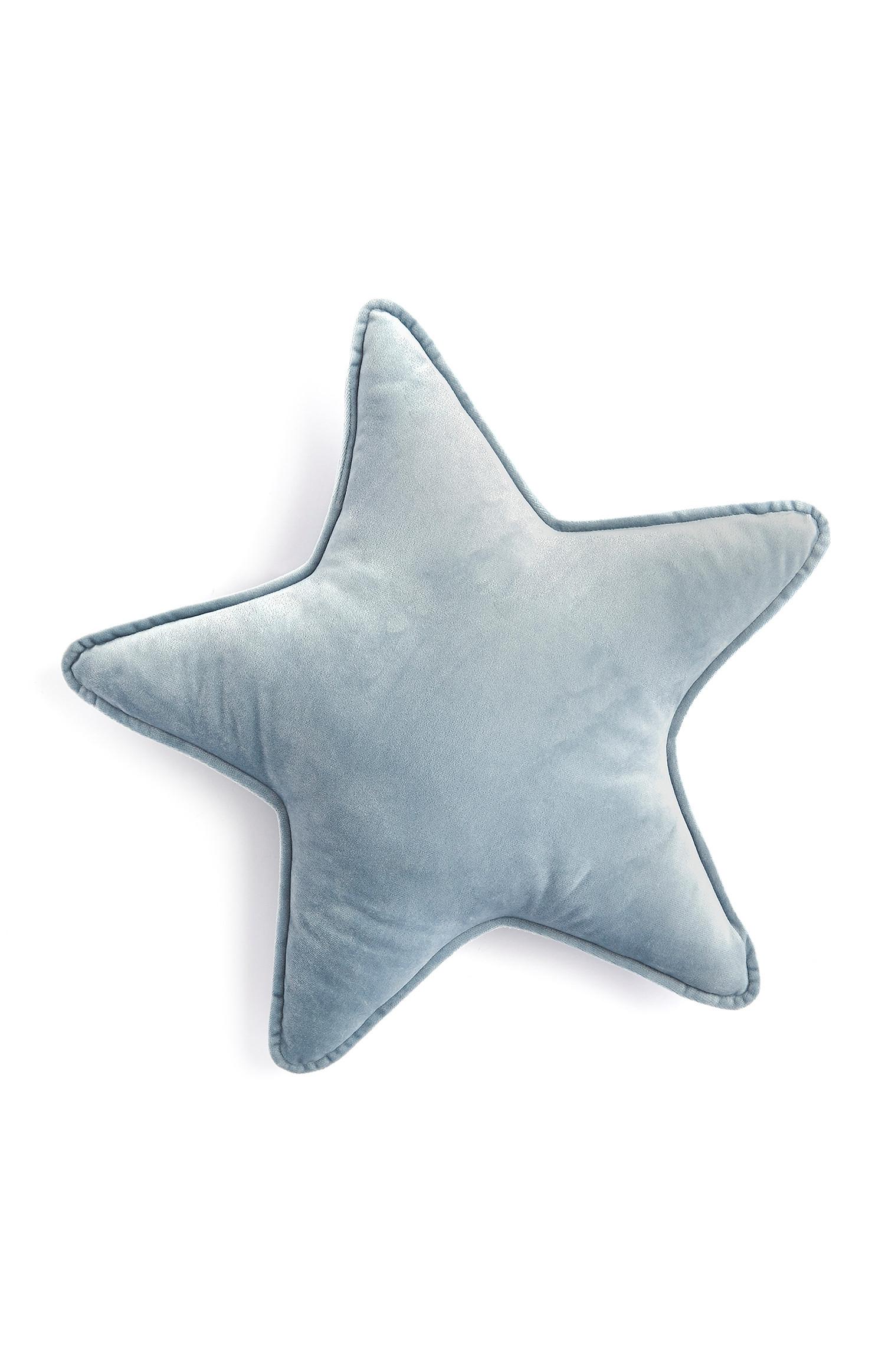 Cuscino grigio a stella con bordo profilato