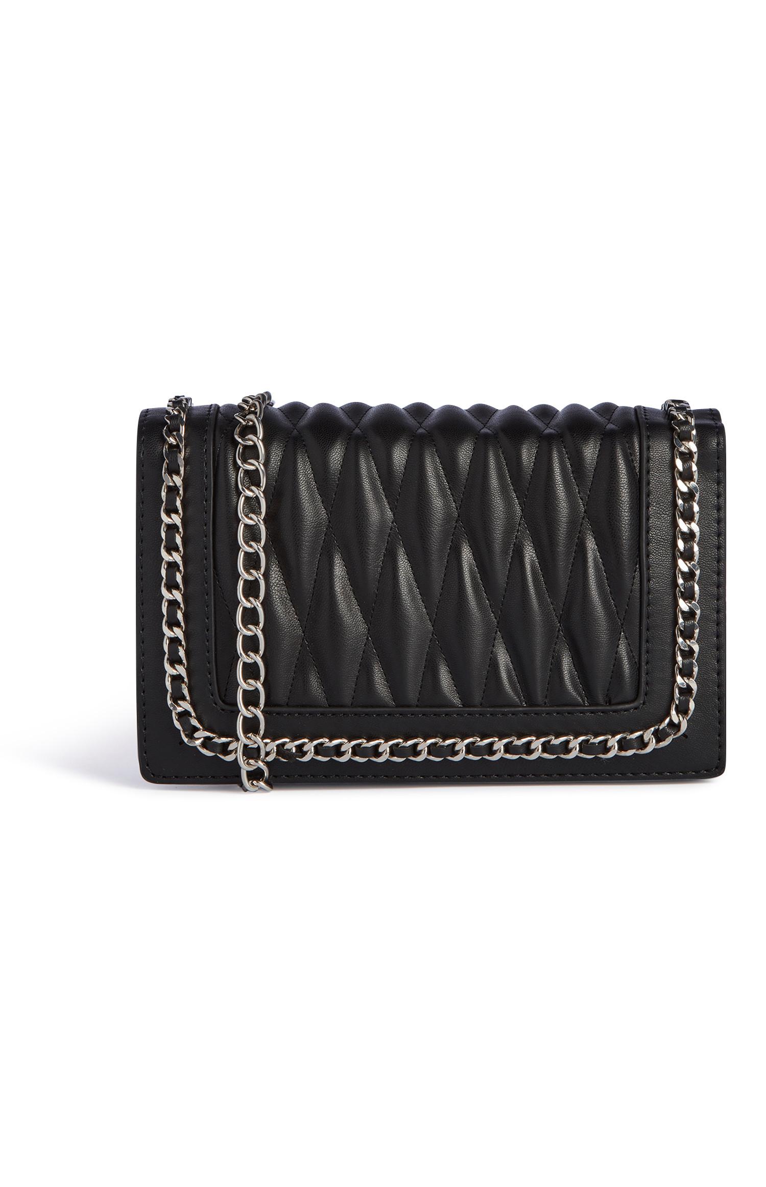 Zwarte schoudertas met quiltmotief