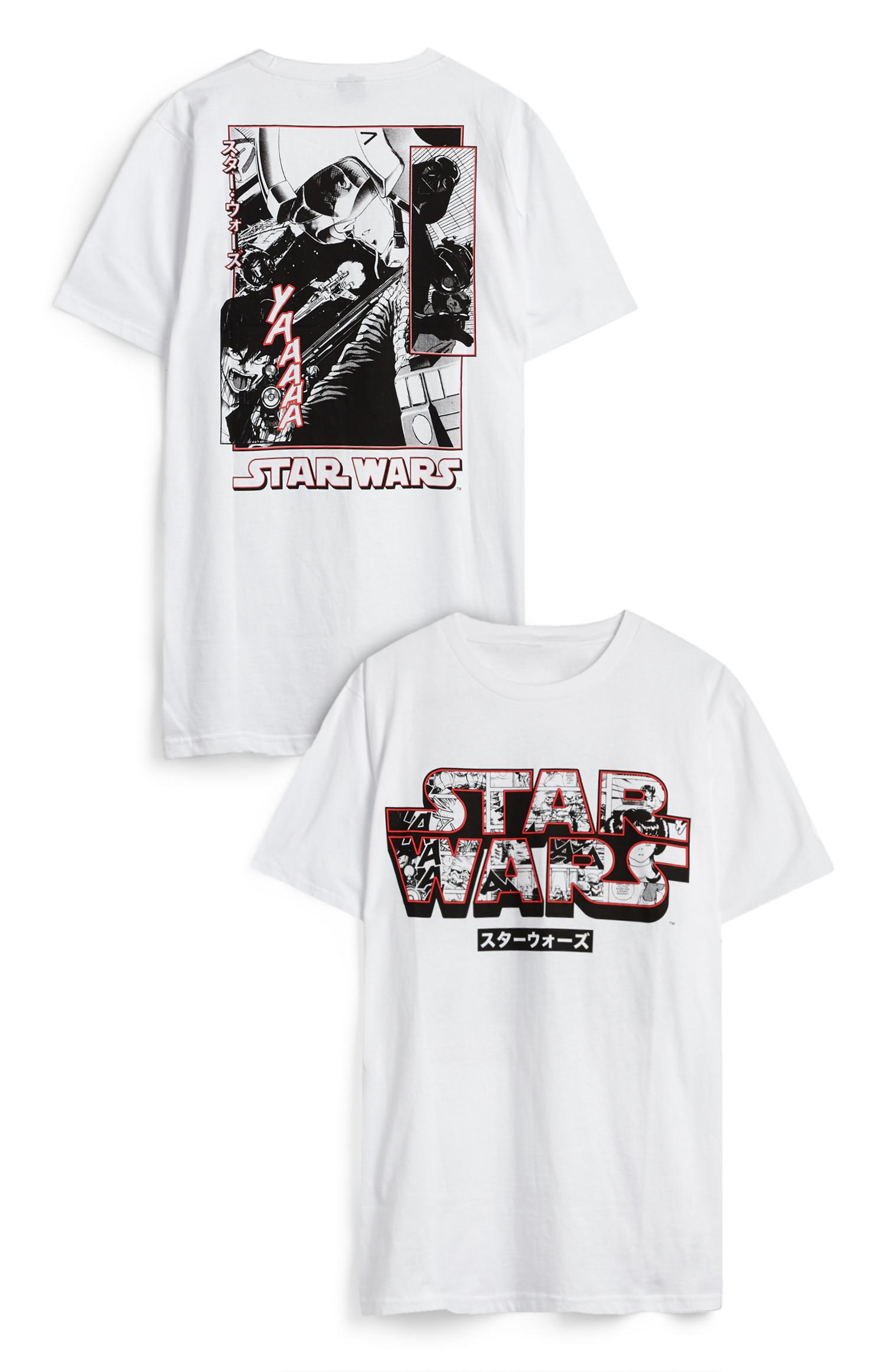 Weißes T-Shirt mit „Star Wars The Rise Of Skywalker“-Motiv der Darsteller