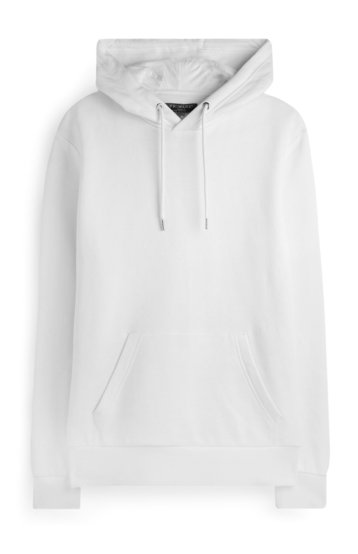 Weißer Kapuzenpullover im Oversized-Look mit Taschen