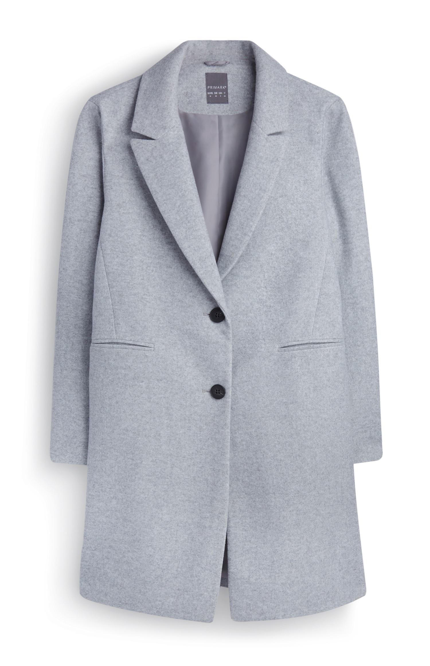 Halflange grijze jas