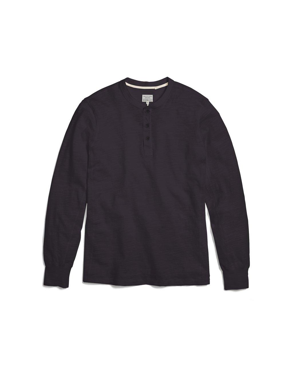 Rag /& Bone Men’s Black Standard Issue Basic Henley Long Sleeve T-Shirt