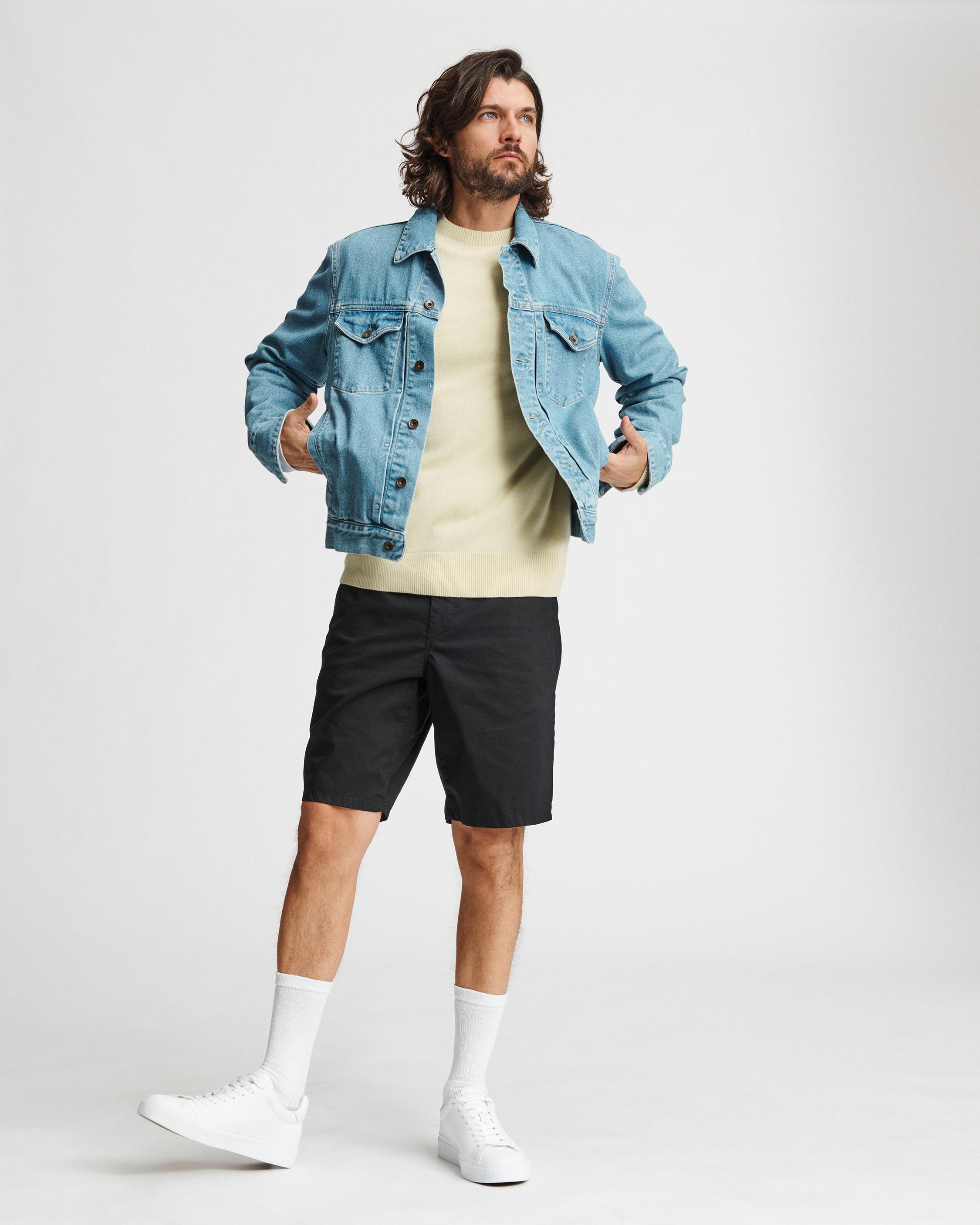 denim jacket and shorts men