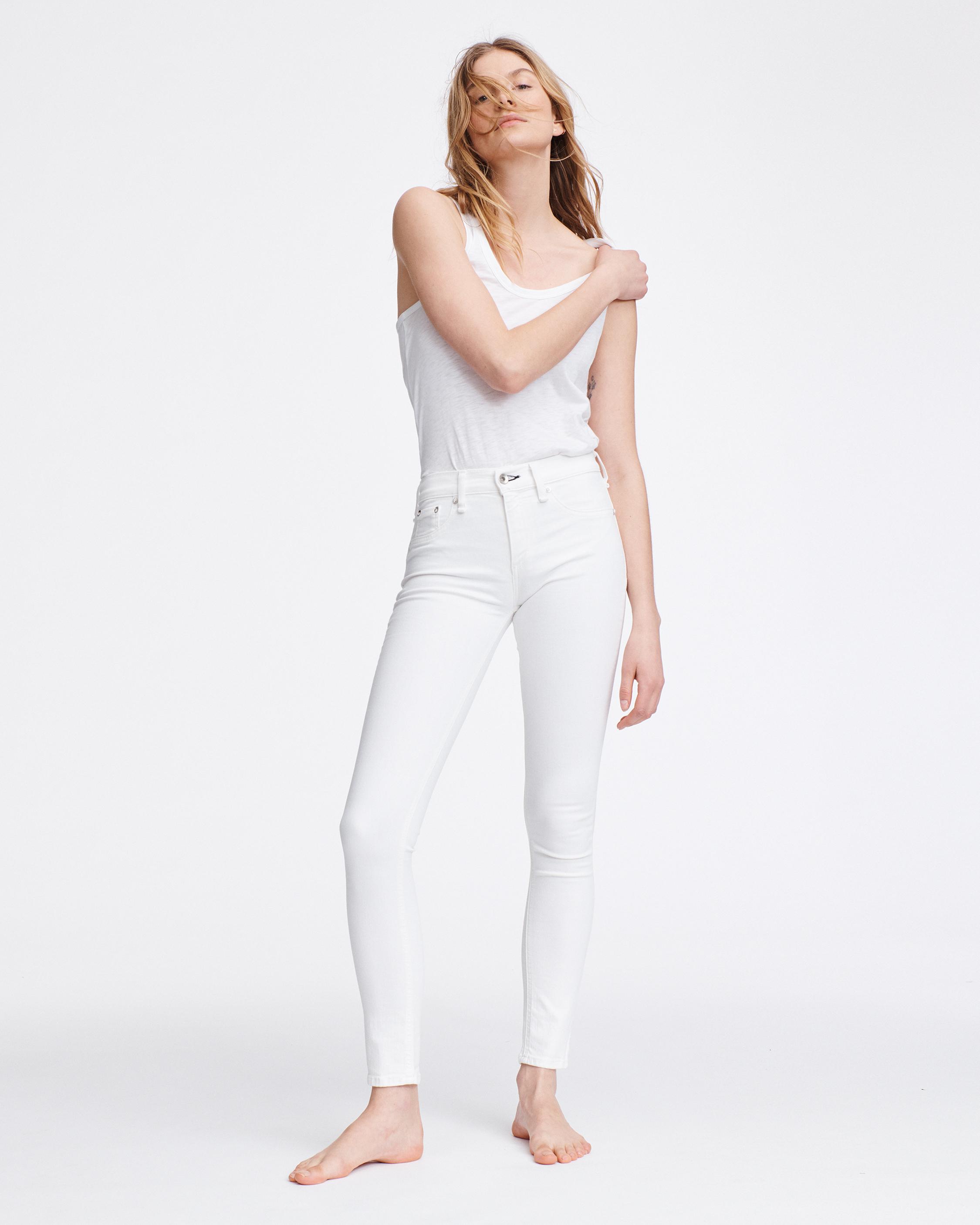 white mid rise skinny jeans