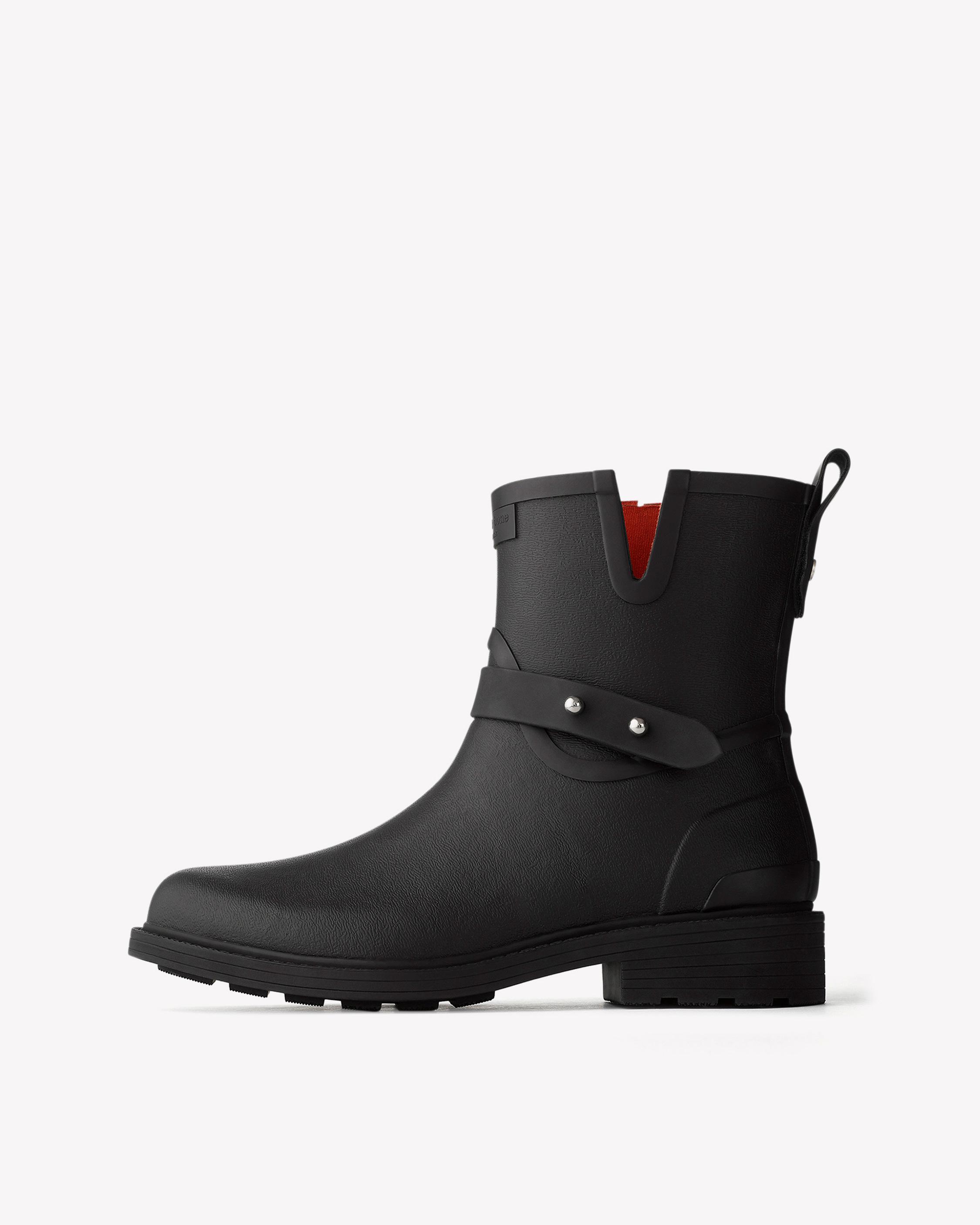 Moto Rain Boots for Women in Black 