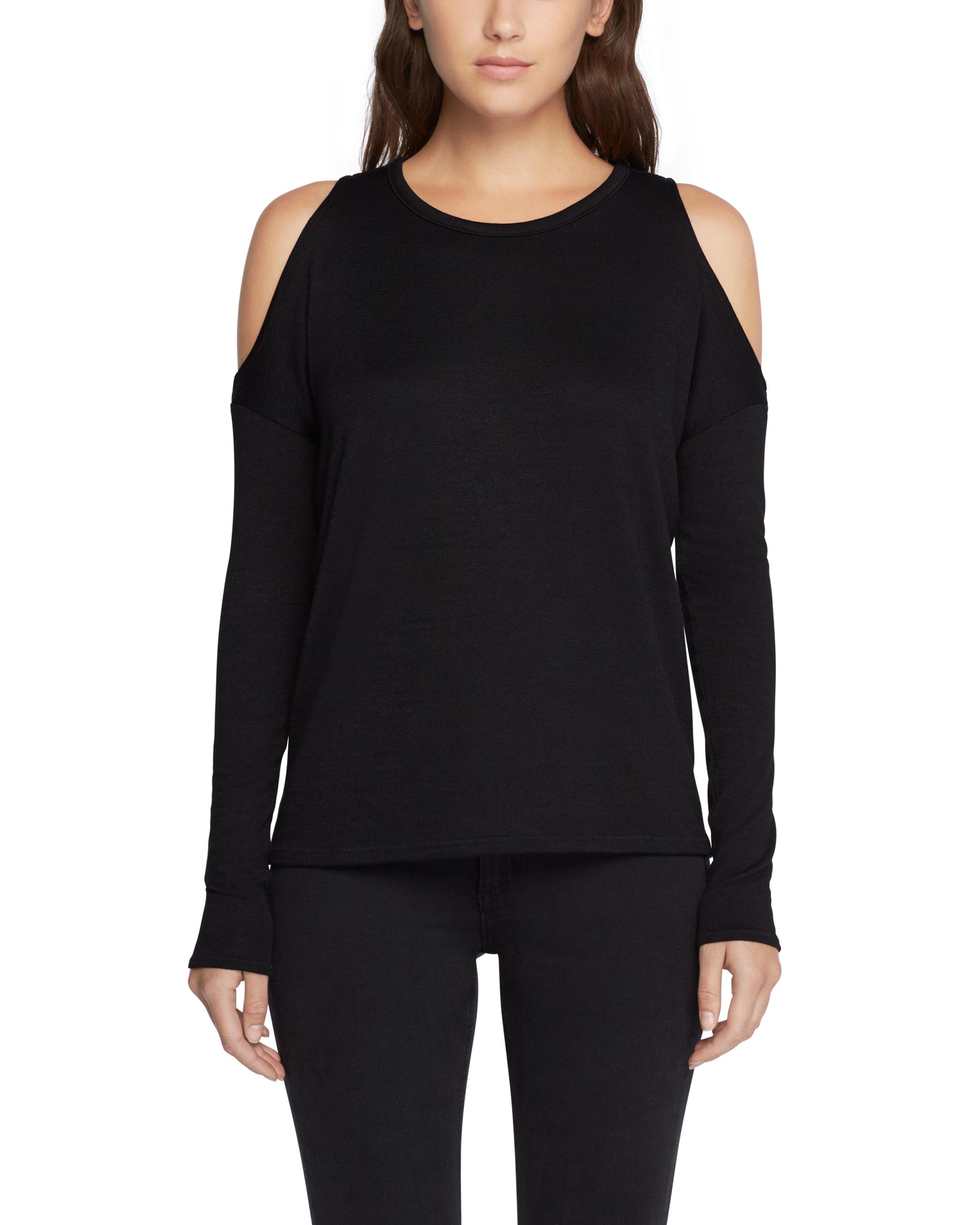 black long sleeve cold shoulder top