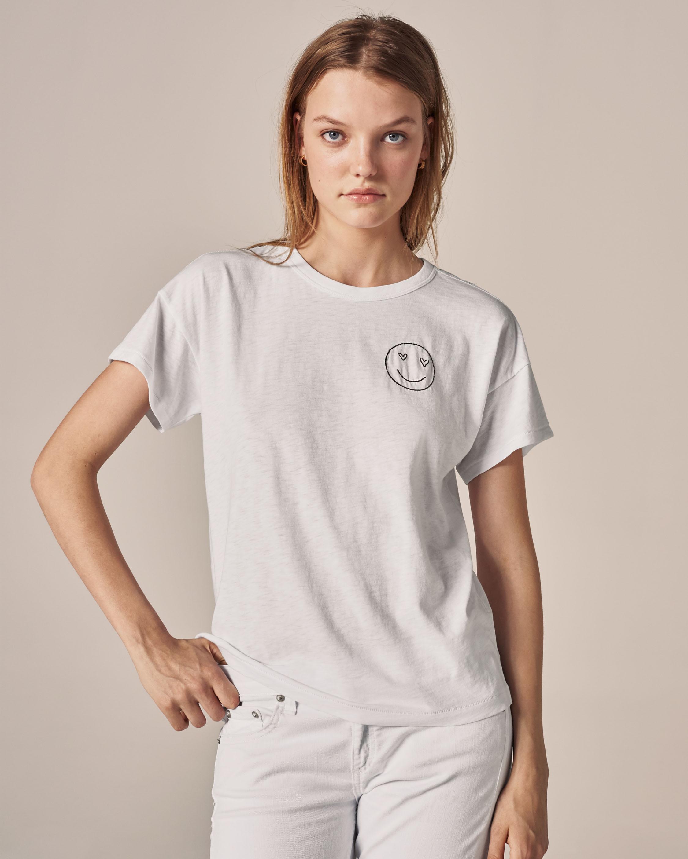 Love Face Embroidered Tee | Sale Women 