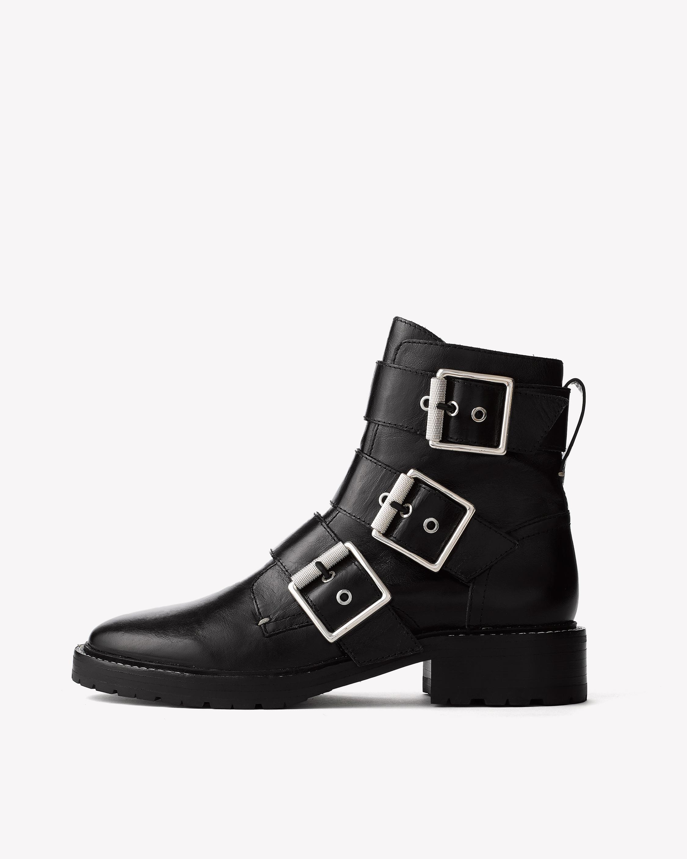 leather ankle boot with belt