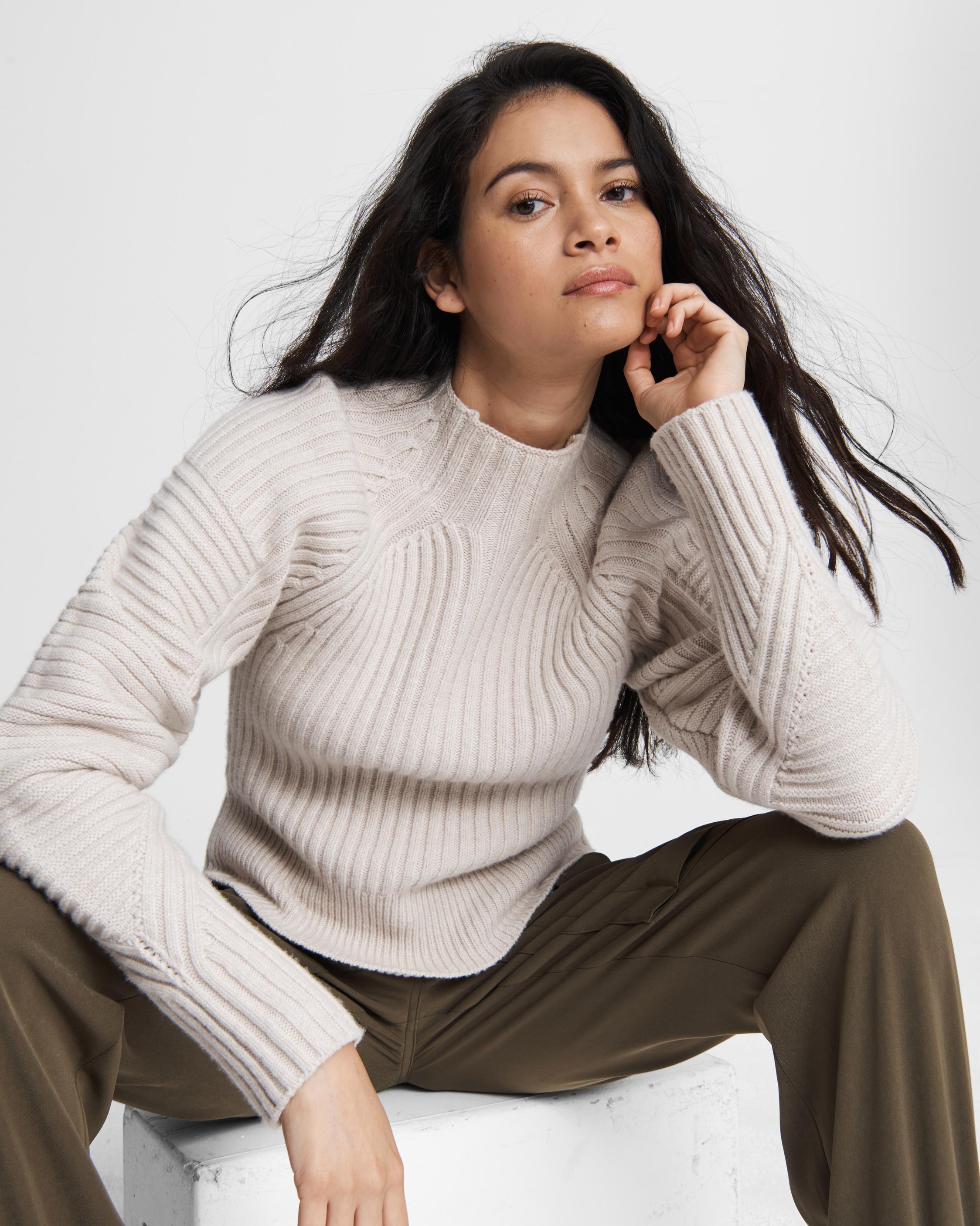 women's merino wool mock turtleneck sweater