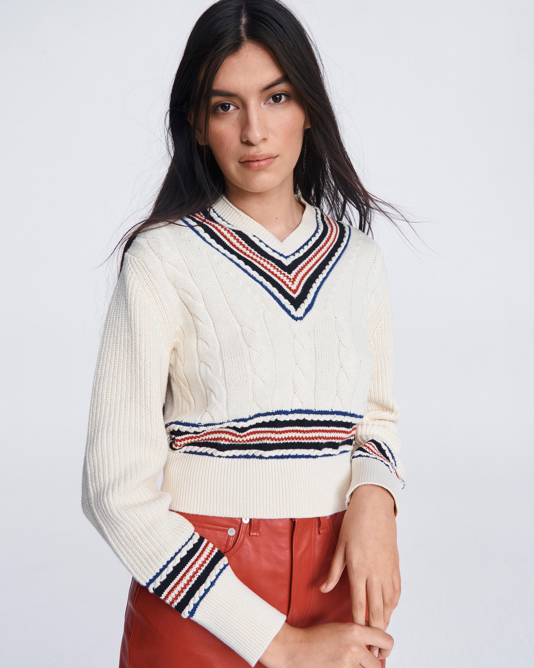 V-Neck Cable Knit Sweater | rag \u0026 bone