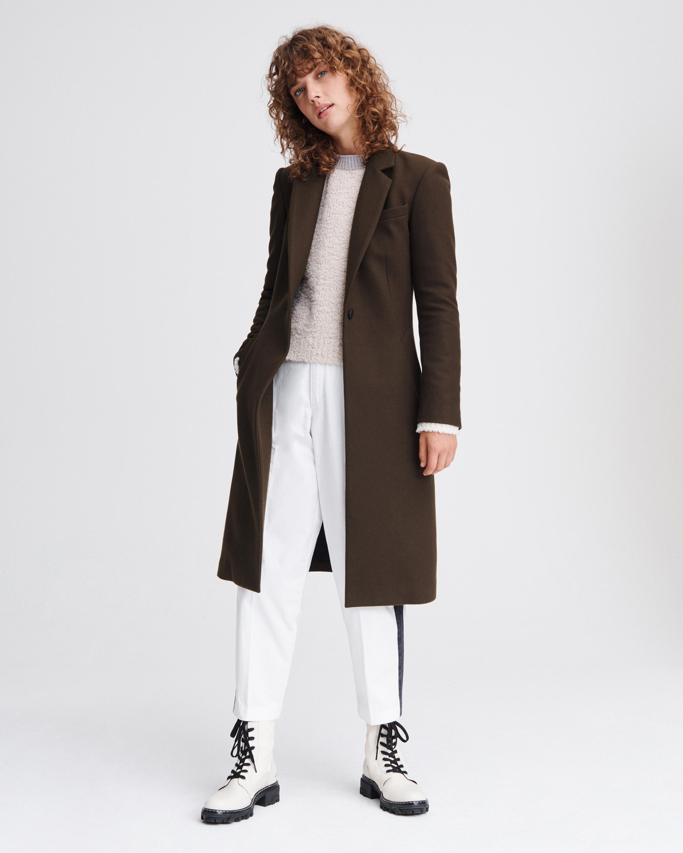 Daine Wool Coat in Olive for Women 