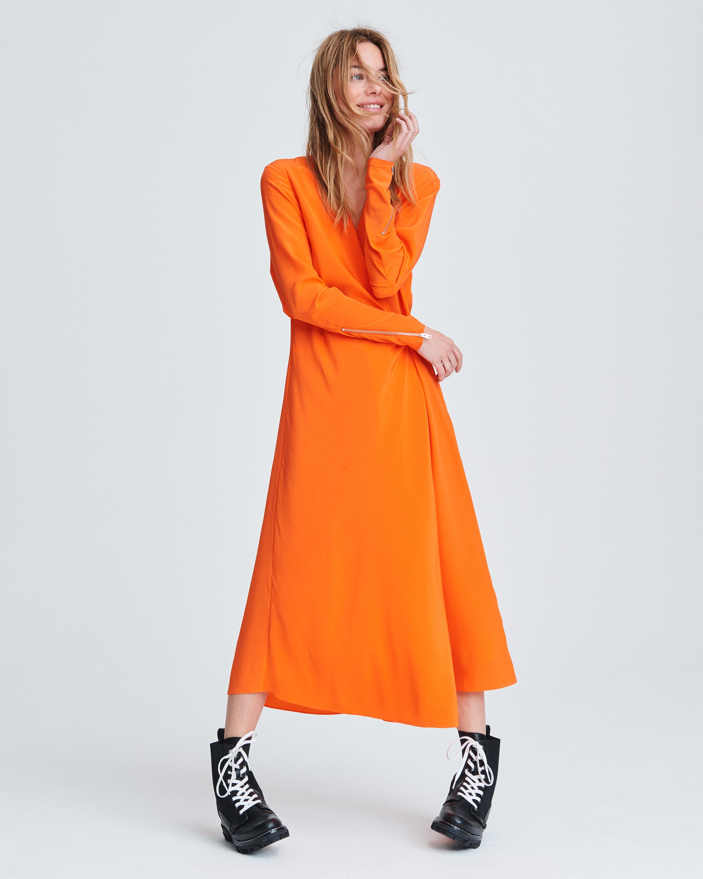 orange long sleeve dress