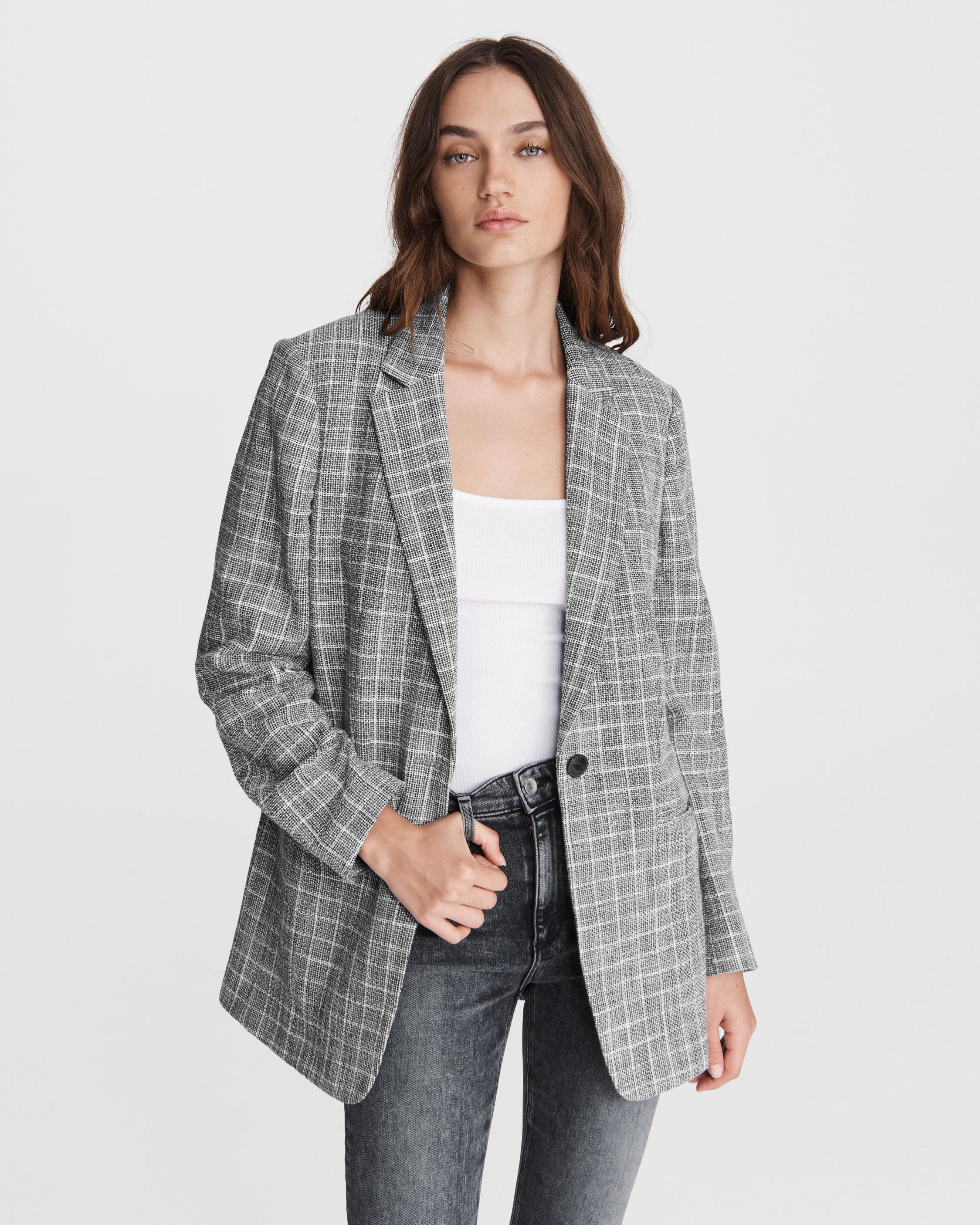 Ames Deconstructed Check Cotton Blazer