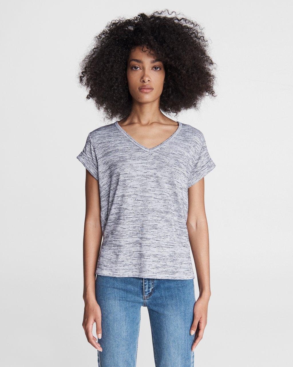 The Knit V-Neck Striped Tee
