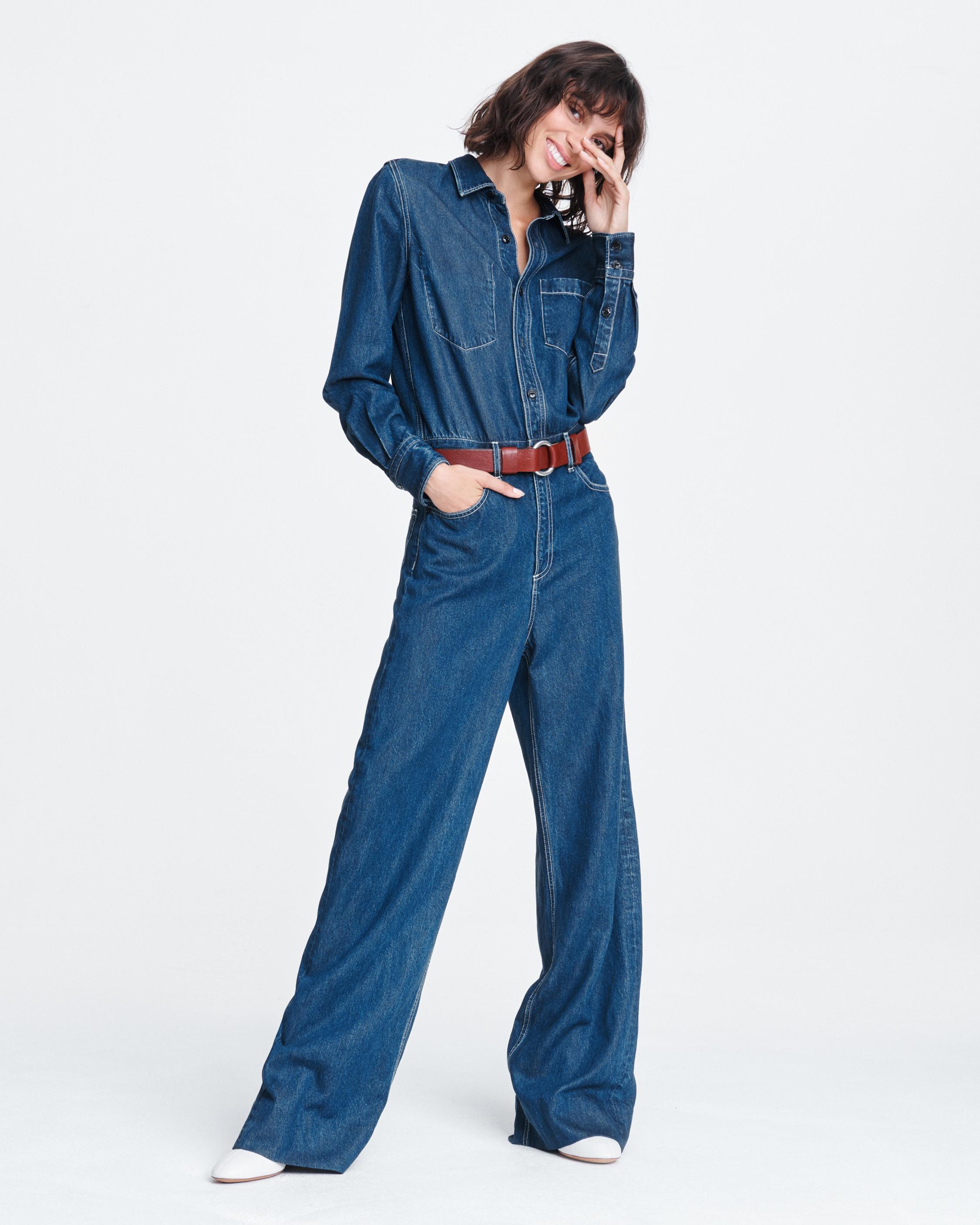 all denim jumpsuit