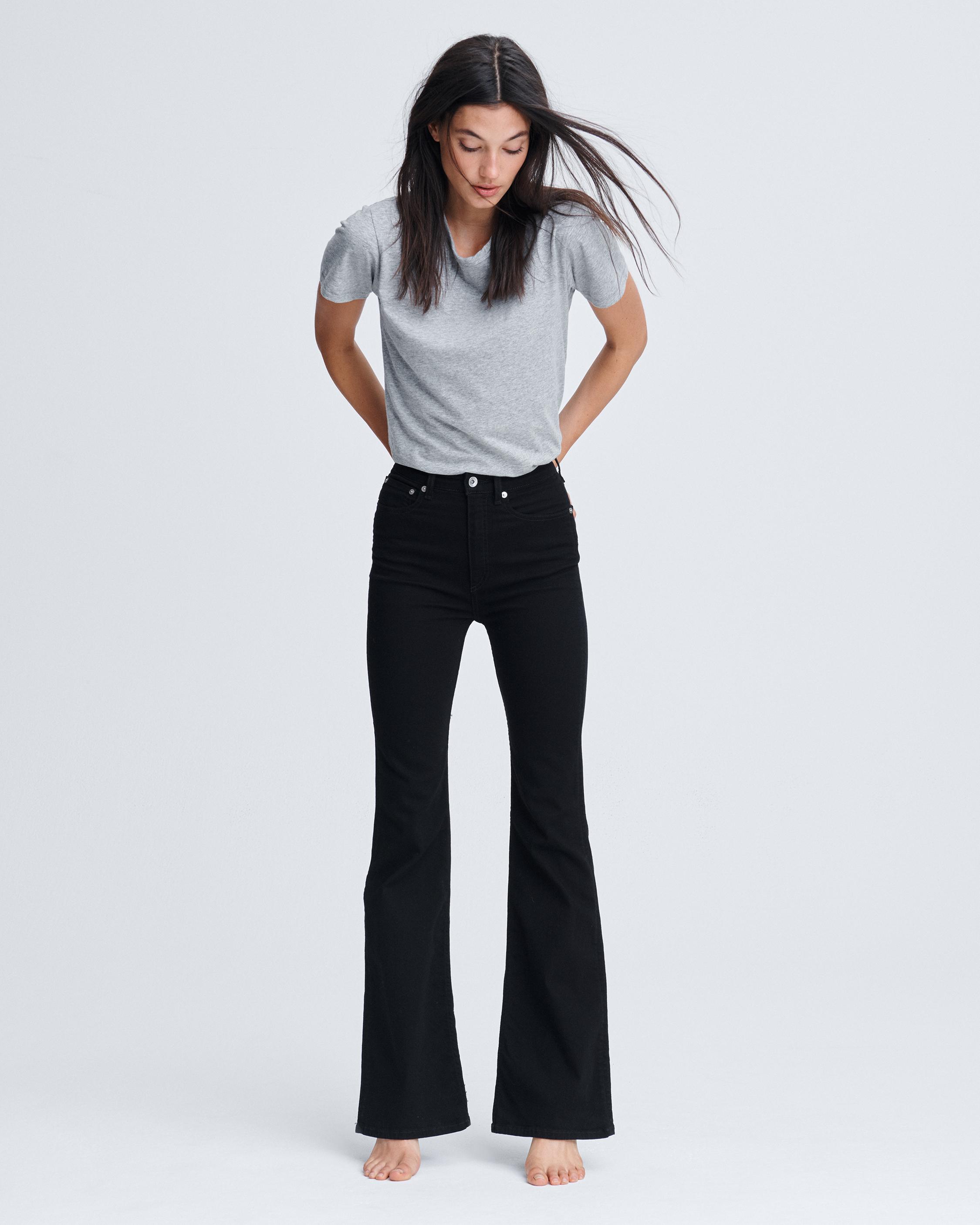 black jean flare pants