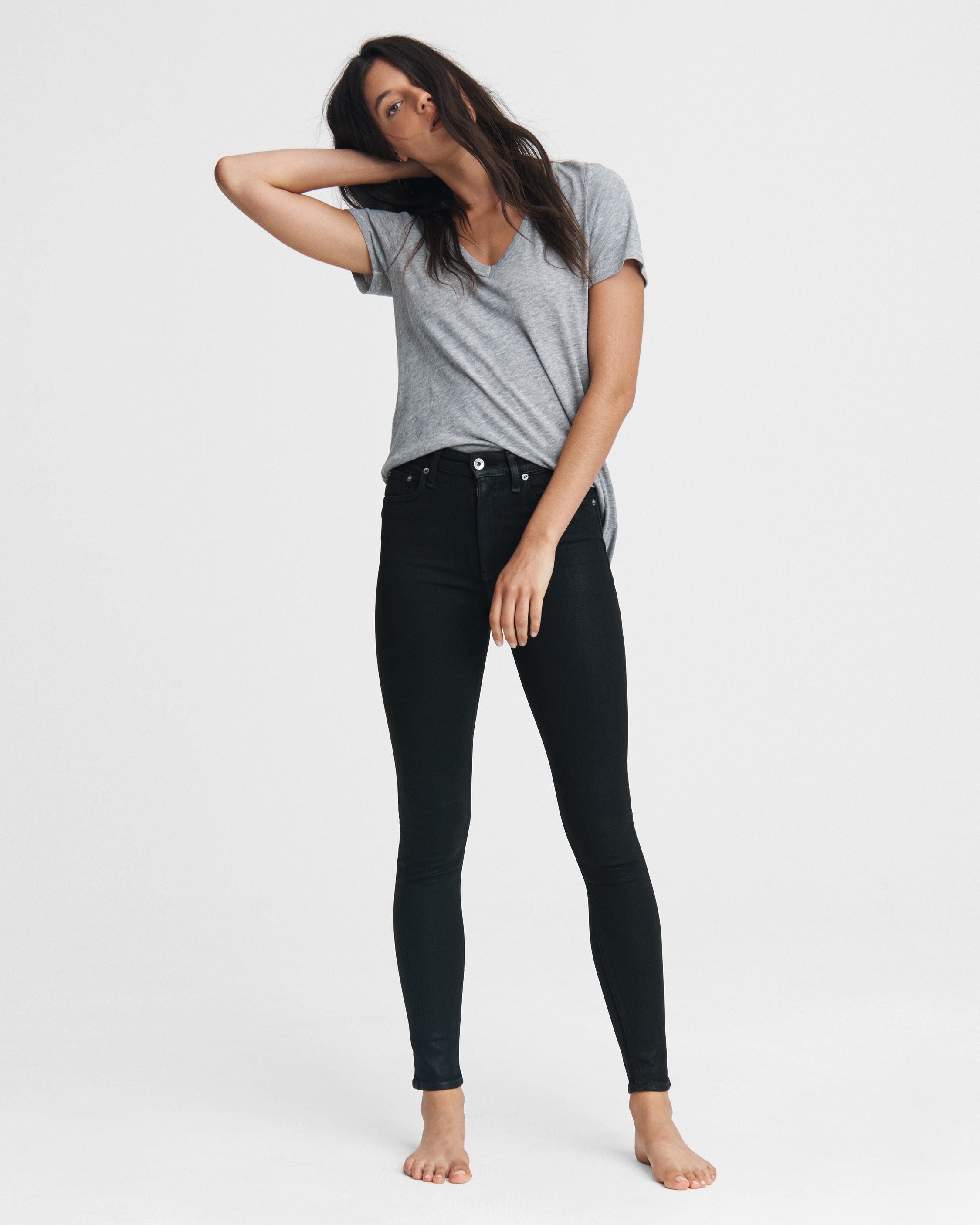 dark high rise skinny jeans