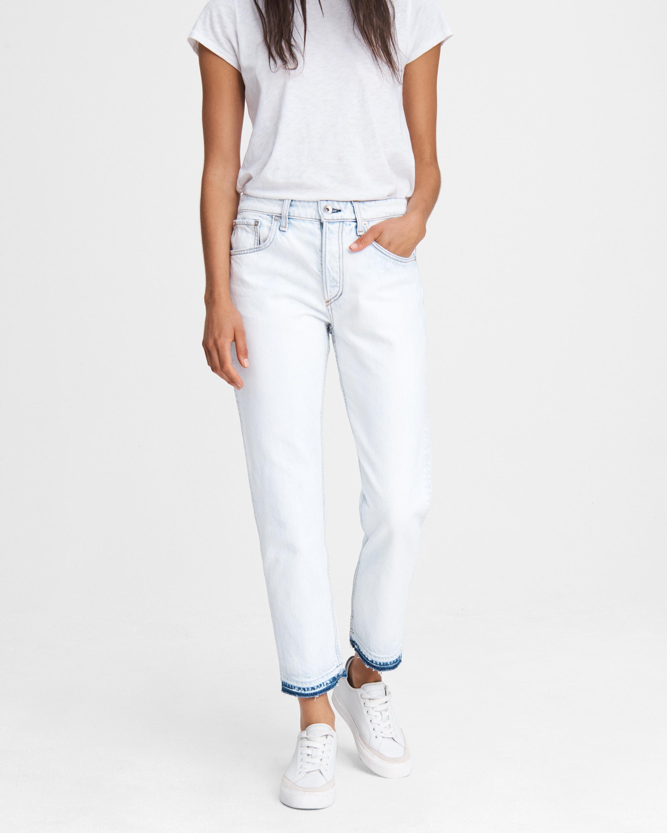 white mid rise jeans