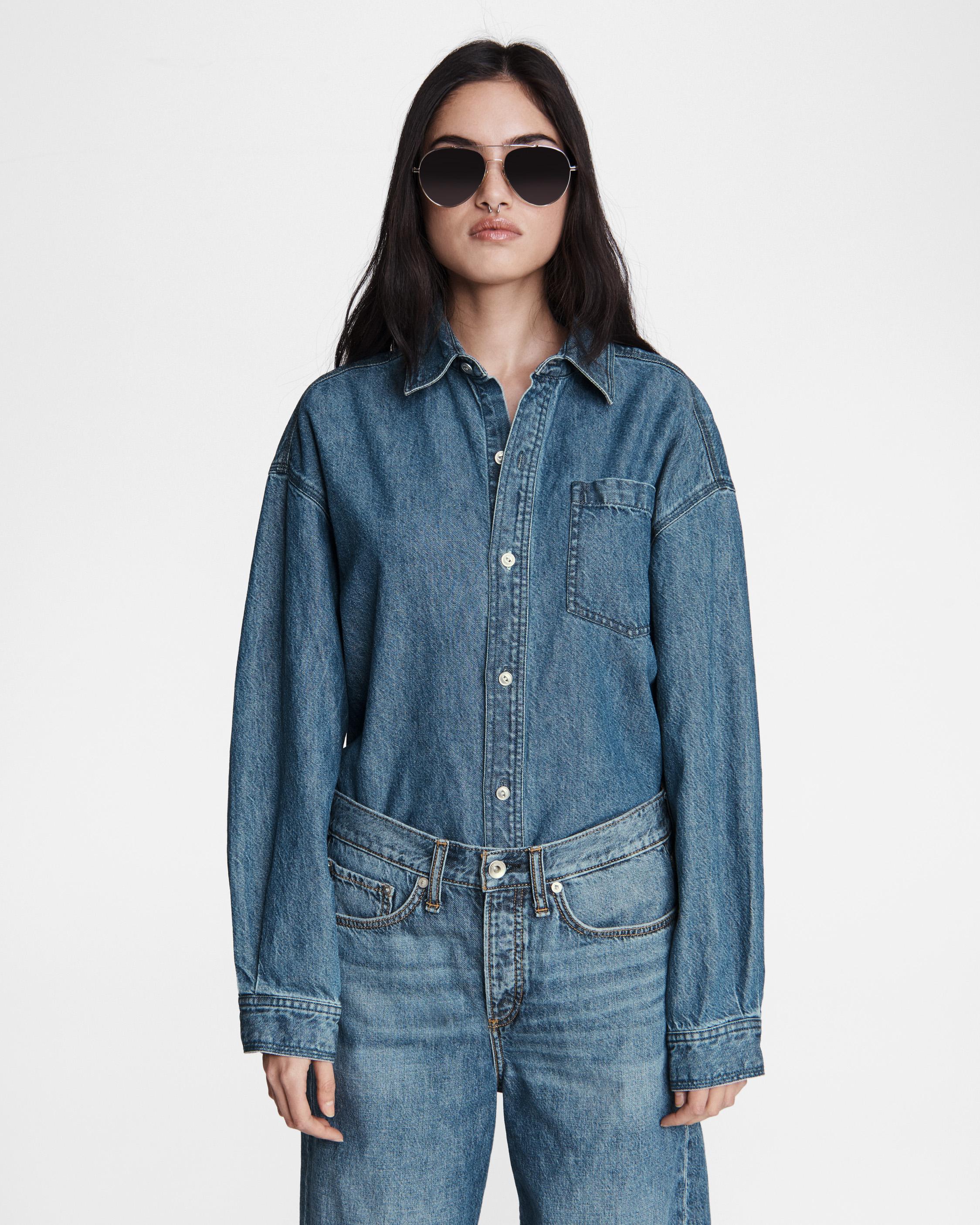 Oversized Cotton Linen Shirt | Women Tops & Tees | rag & bone