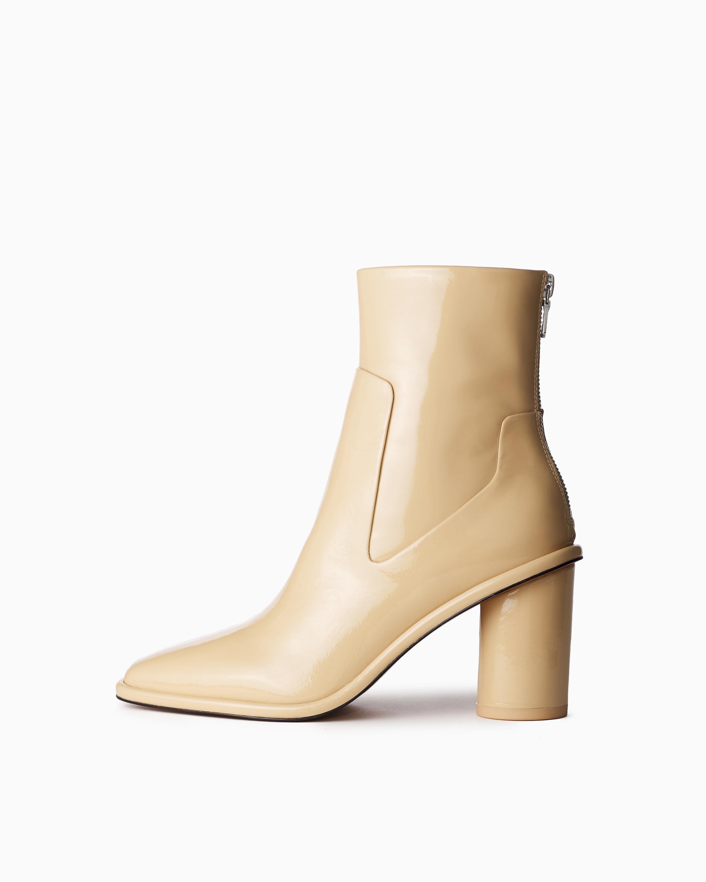 beige patent boots