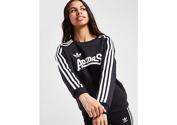 Adidas Originals Girls' Graphic Crew Sweatshirt Junior - Black / White/White, Black / White/White