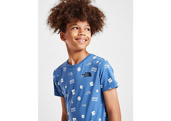 The North Face All Over Print T-Shirt Junior - Only at JD - Blue - Kids, Blue