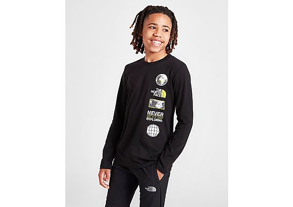 The North Face Long Sleeve Repeat Globe T-Shirt Junior - Only at JD - Black - Kids, Black
