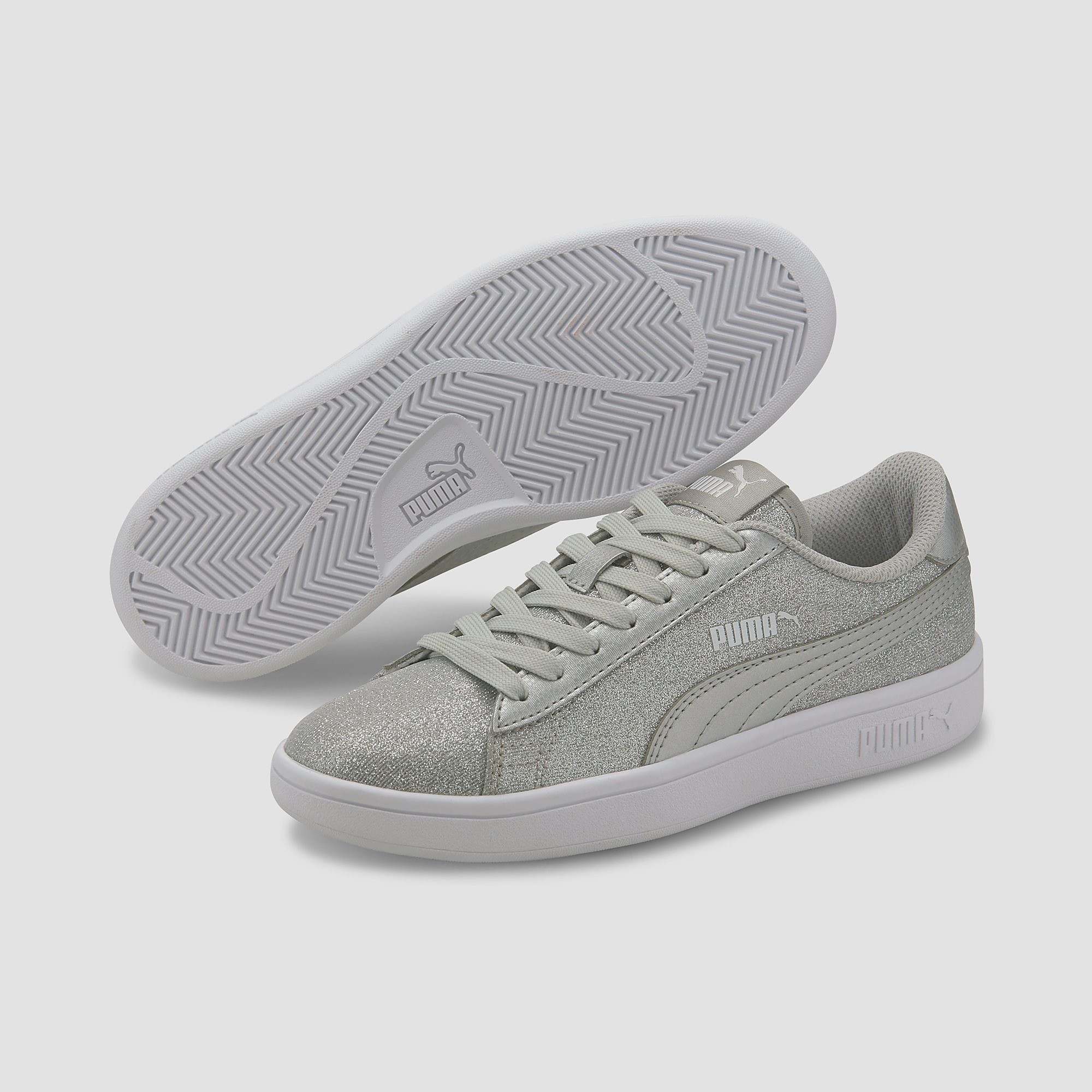PUMA Smash v2 glam sneakers zilver kinderen Kinderen