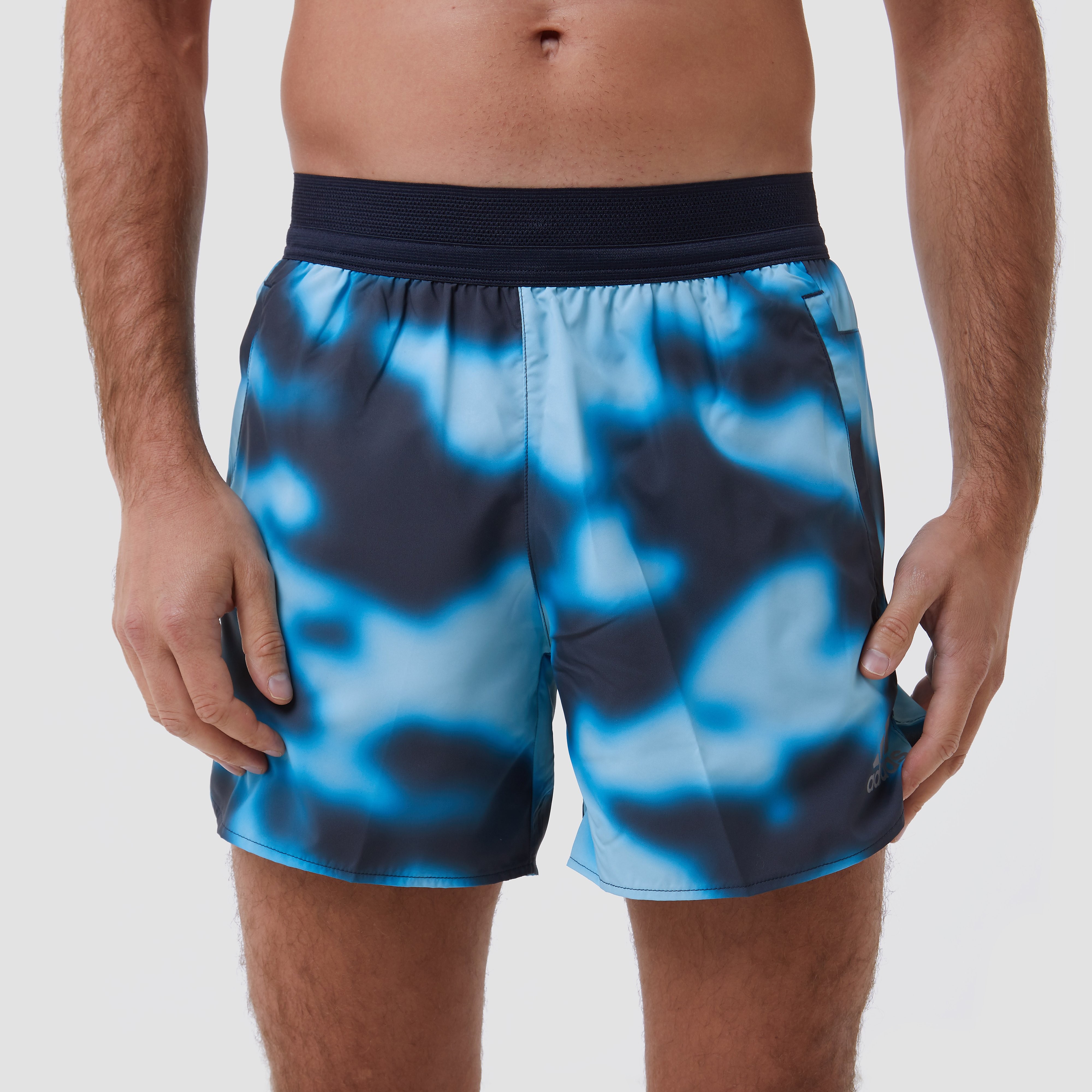 adidas Adidas run icons logo graphic aop hardloopshort zwart/blauw heren heren