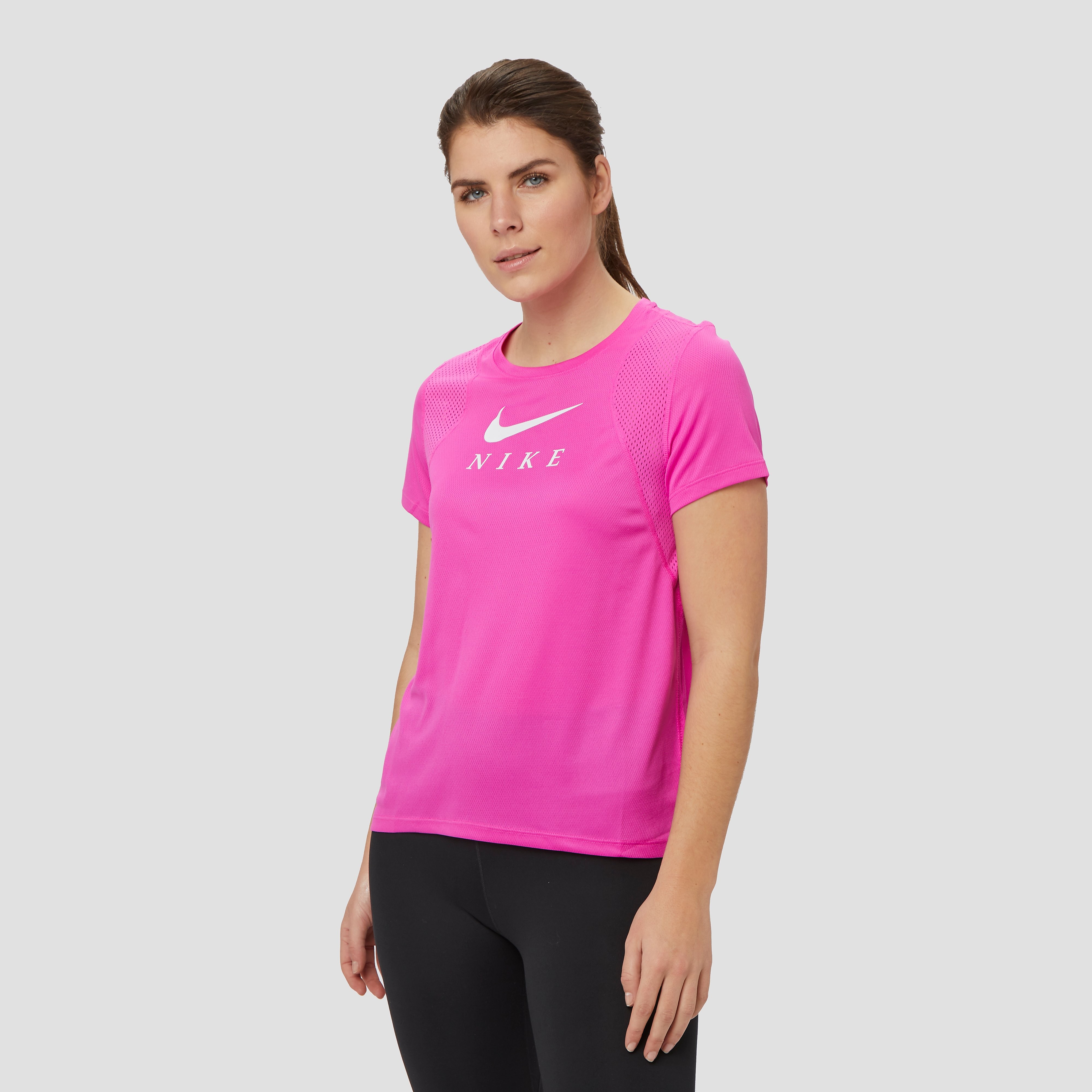 NIKE Run graphic hardloopshirt roze dames Dames