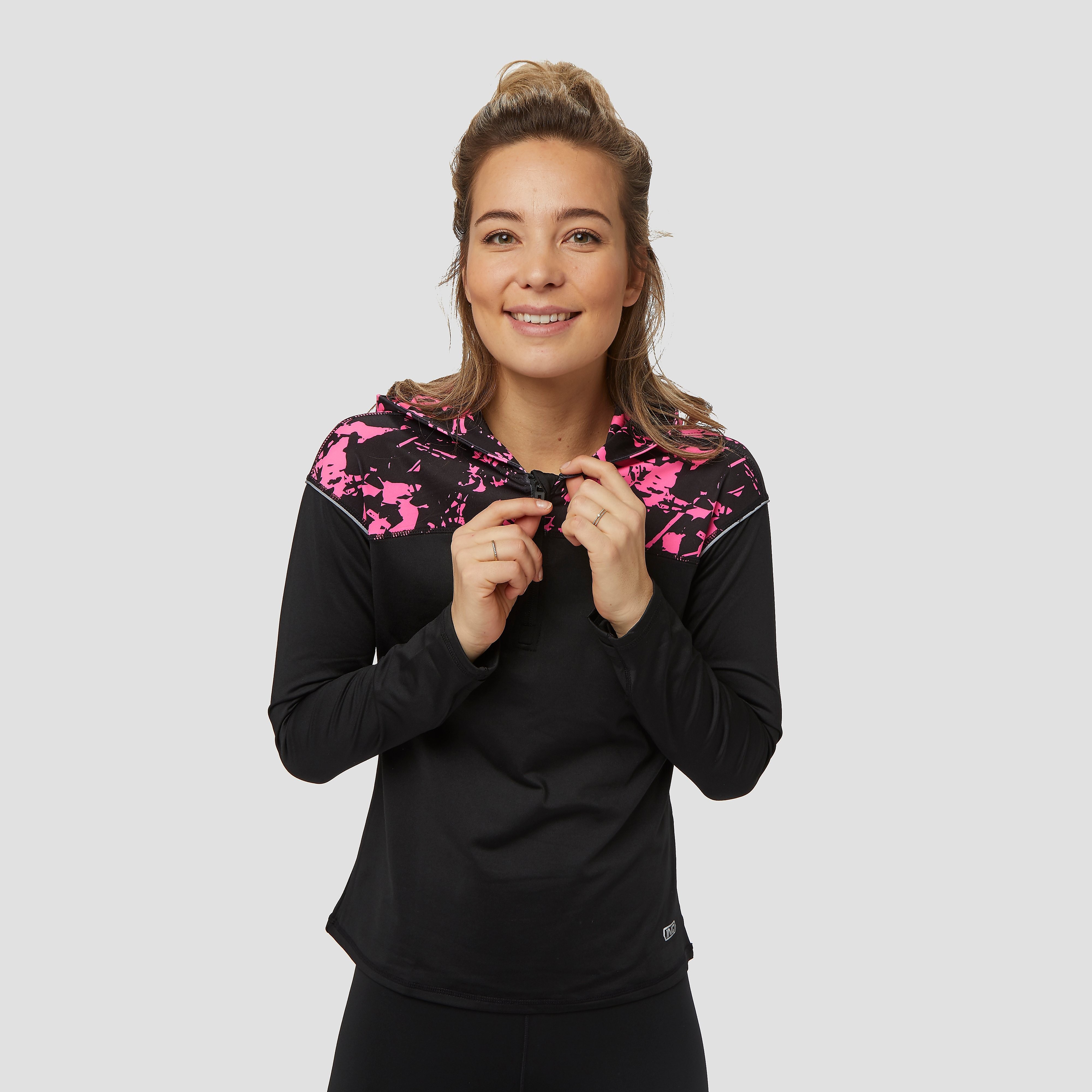 INQ Half-zip hardlooptrui zwart/roze dames Dames