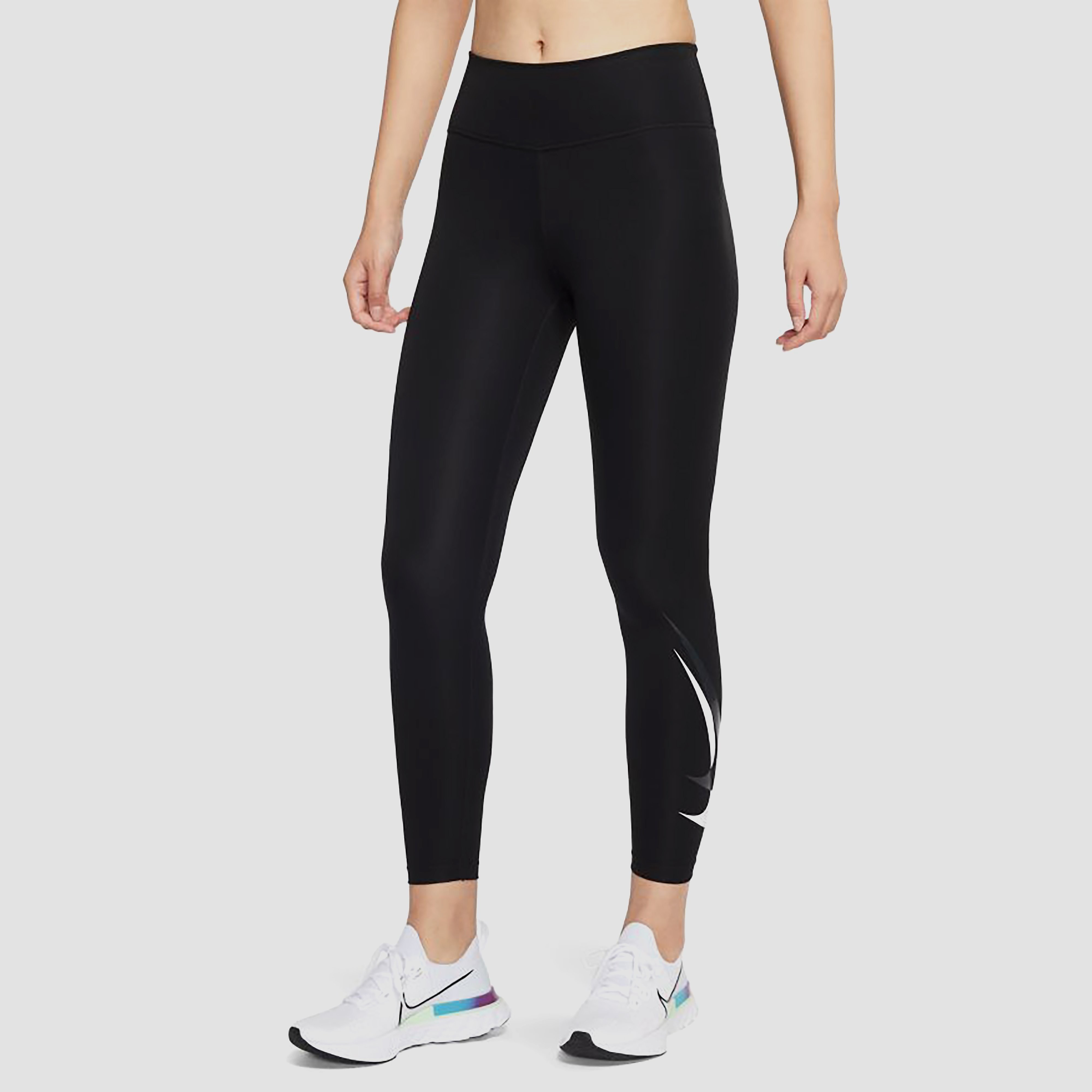 Nike Nike dri-fit swoosh run 7/8 hardlooptight zwart/wit dames dames