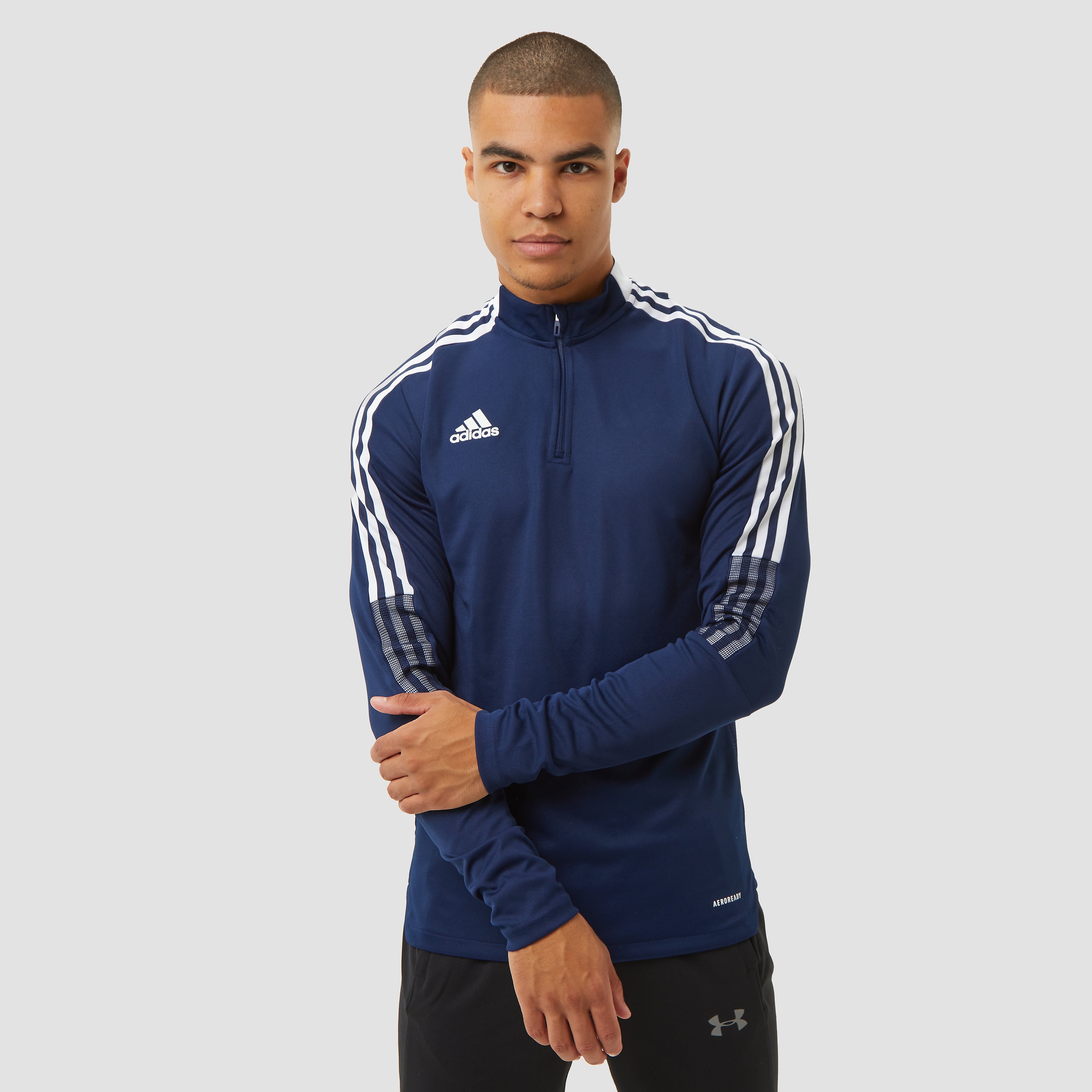 Adidas Tiro 21 Voetbaltop / Sporttrui - Met Rits - Blauw Heren - Maat L