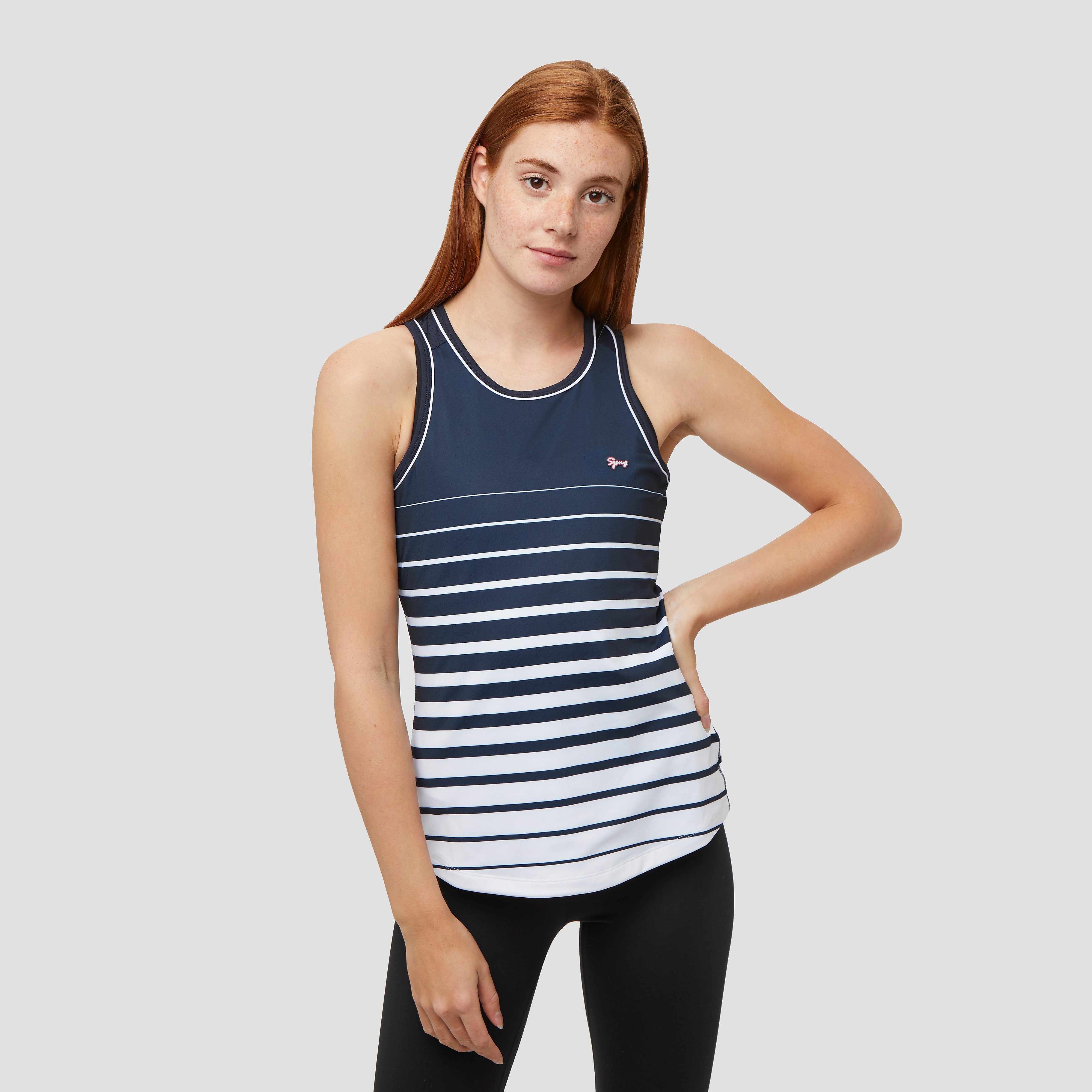 SJENG Unique tennis tanktop blauw wit dames Dames Gymnastiekwinkel