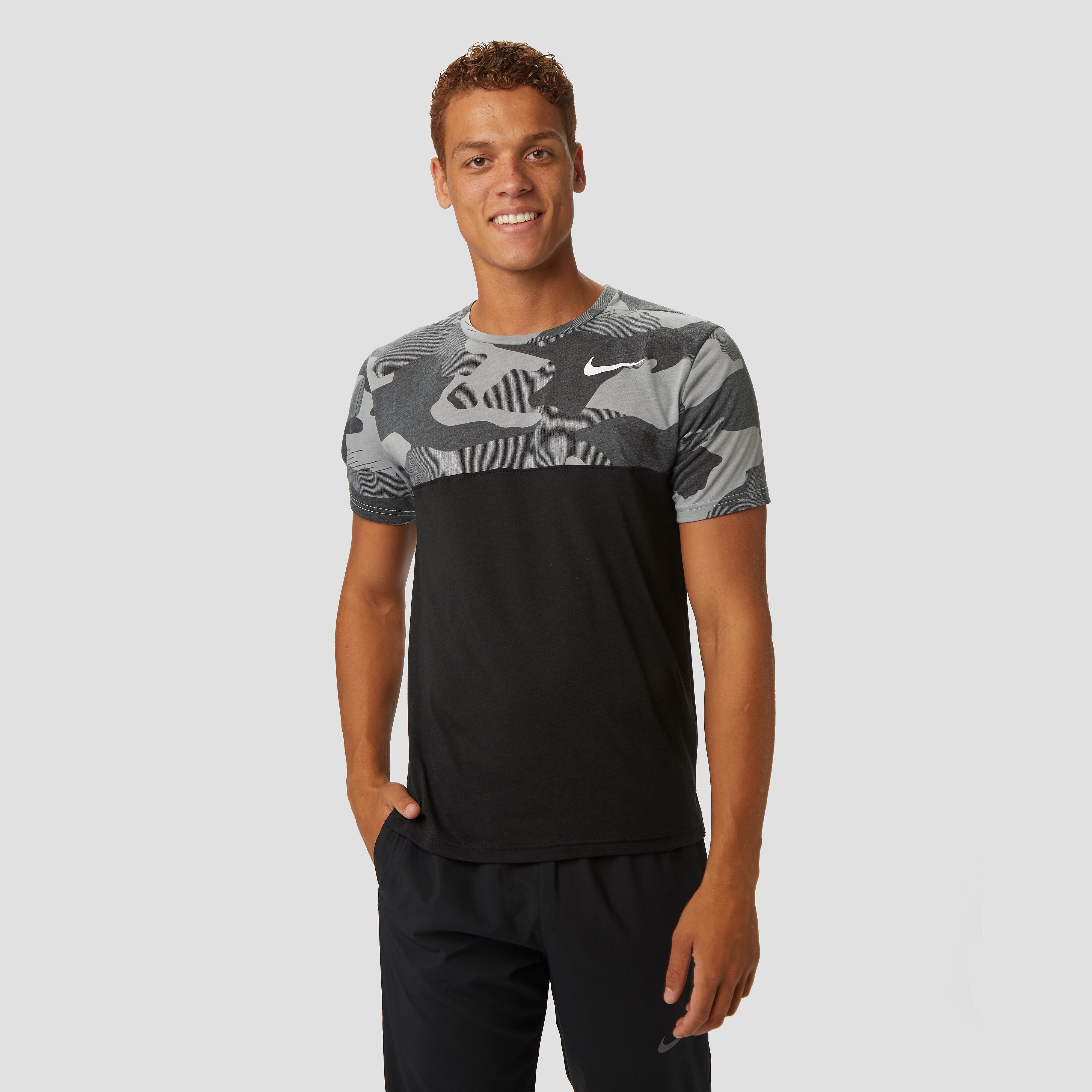 NIKE Dri-fit hyper dry camo sportshirt zwart/grijs heren Heren